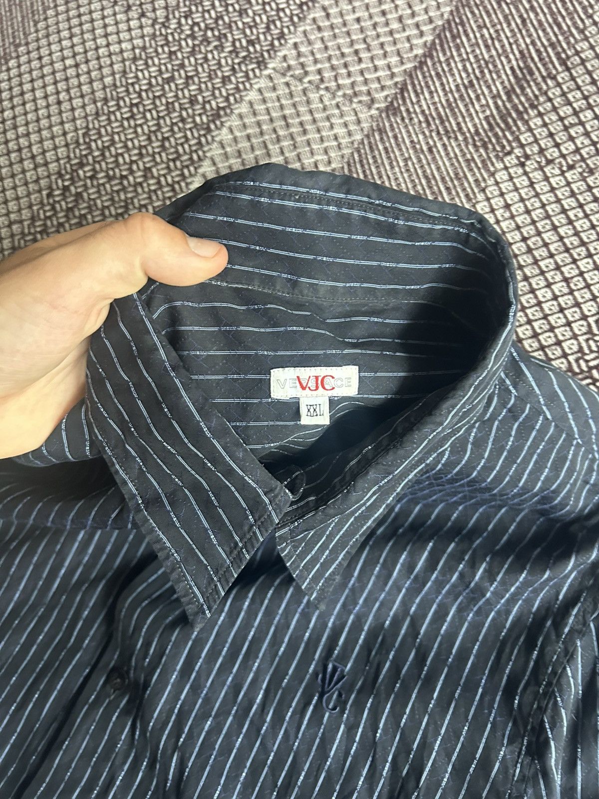 Versace Jeans Couture Versace Jeans Couture vintage Shirt Mens Striped Luxury Rare Size US XL / EU 56 / 4 - 5 Thumbnail