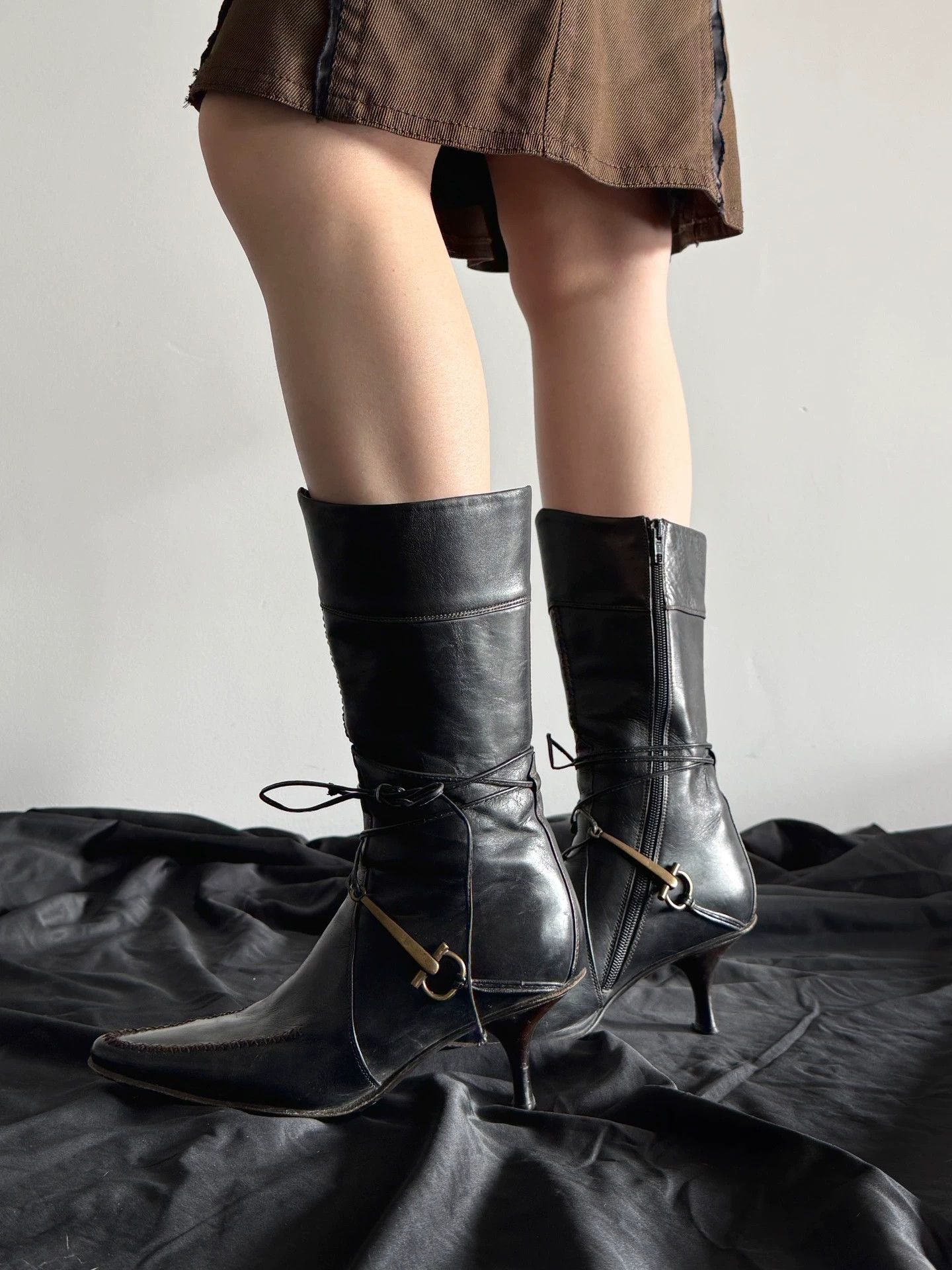 Other Italian Brand Vintage Lace-up Pointed Toe Boots Size US 7 / IT 37 - 5 Thumbnail