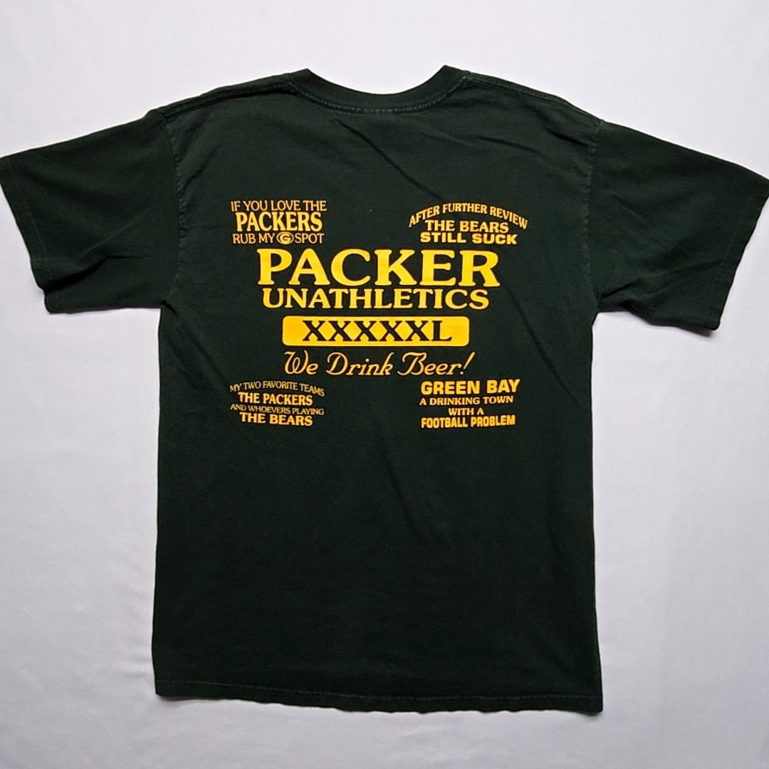 Gildan Vintage Green Bay Packers Drinking Team Tee Green Shirt M Size US M / EU 48-50 / 2 - 7 Thumbnail