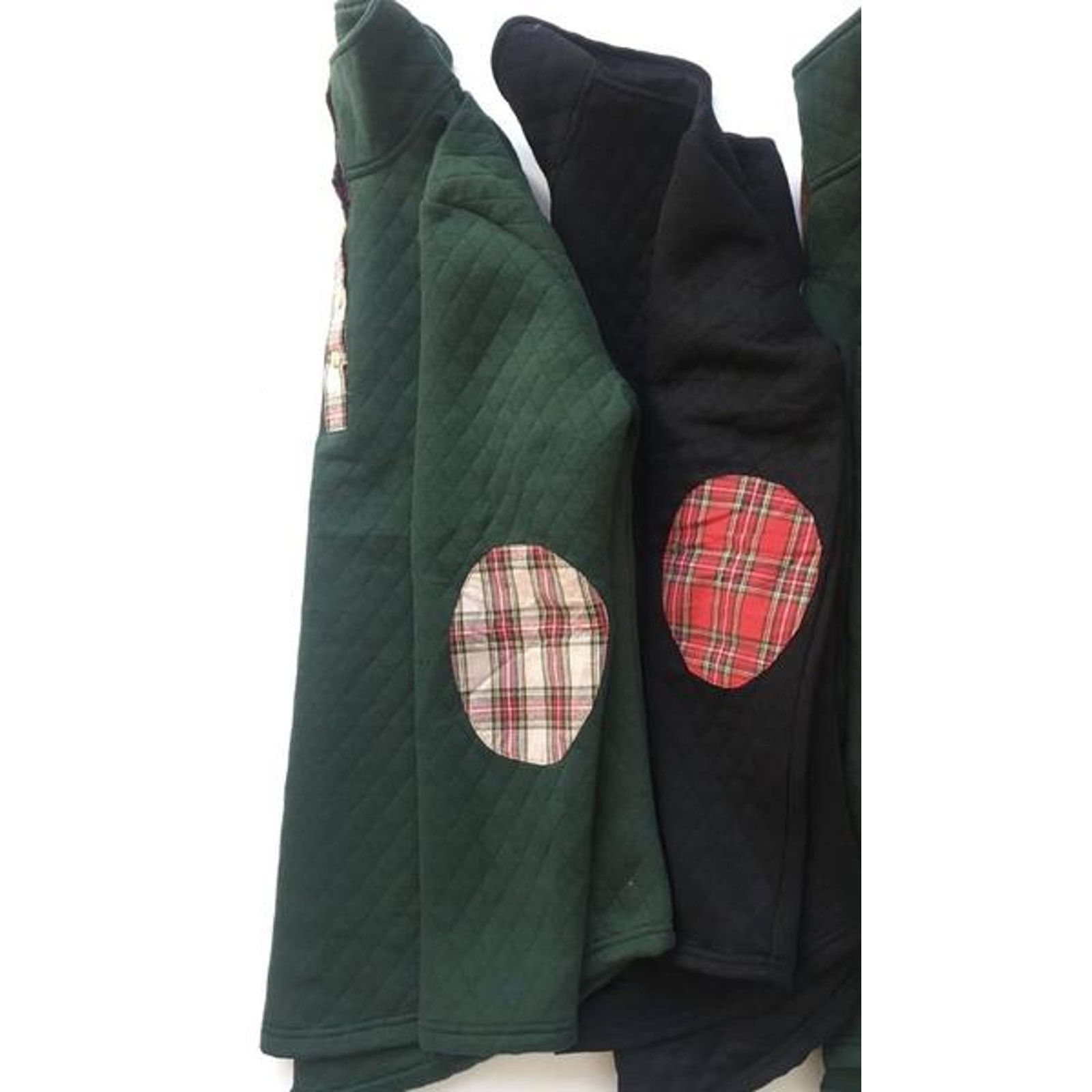 Other NEW Dark Green 3/4 Snap Quilted Pullover Plaid Elbow Patches Size XL / US 12-14 / IT 48-50 - 3 Thumbnail