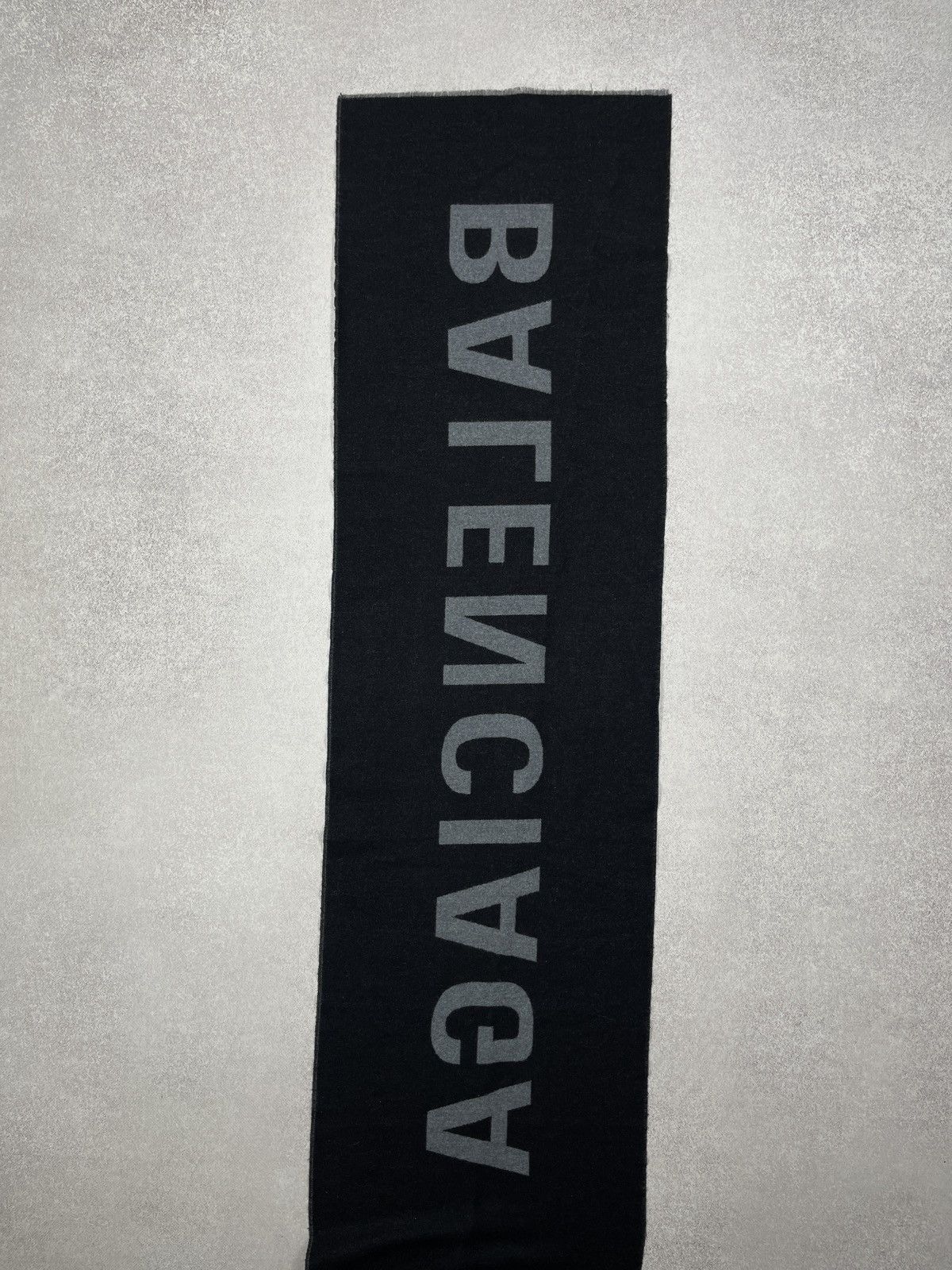 Other Balenciaga Black Label Big Logo Wool Scarf Black Doube Sided Size ONE SIZE - 4 Thumbnail