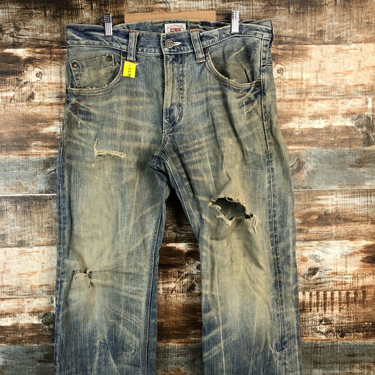 Edwin DLL Edwin Blue Distressed ripped Denim Pants #C239 Size US 35 - 2 Thumbnail