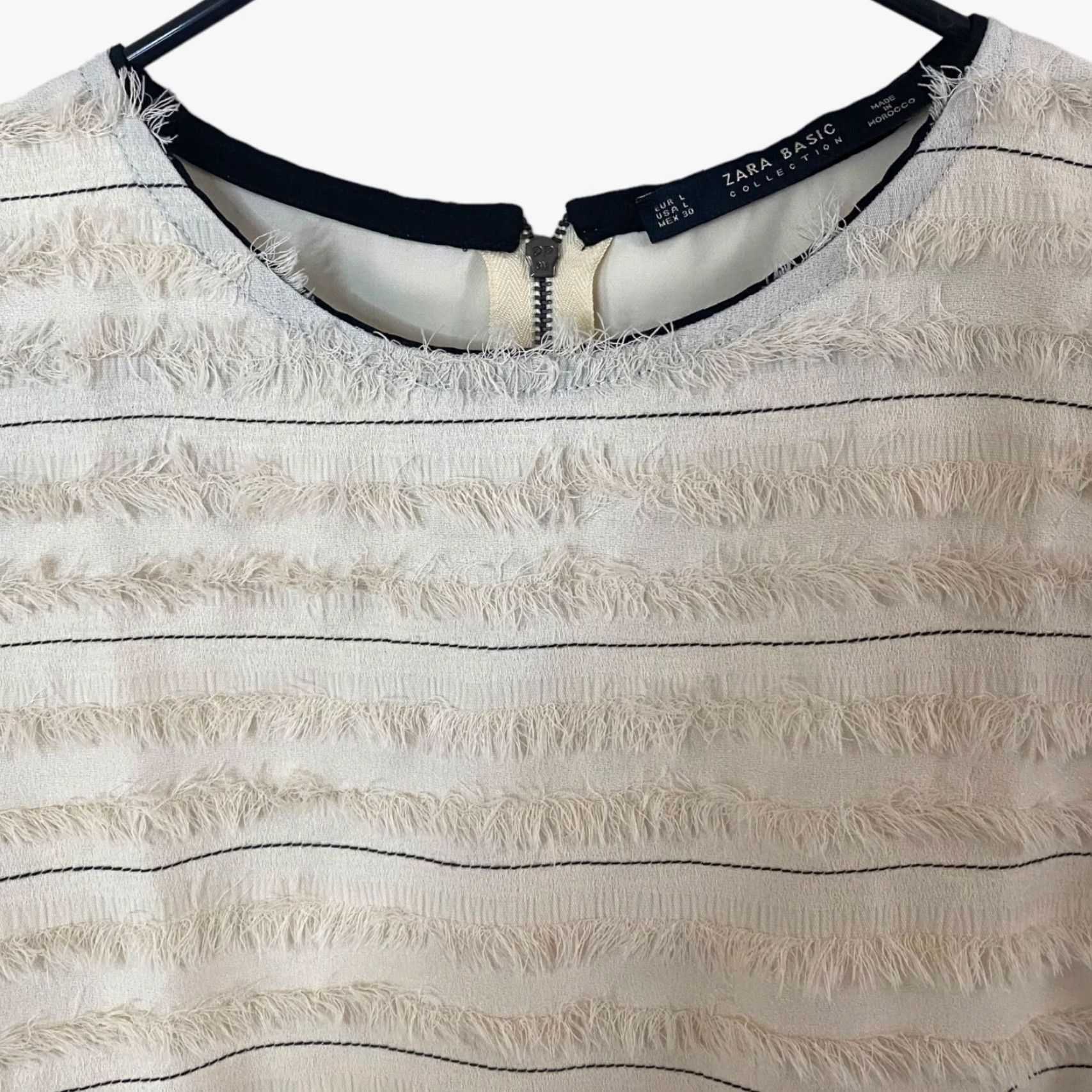 Zara Zara Blouse Adult Large Cream Fringe Sleeveless Tank Zip-Back Womens Size L / US 10 / IT 46 - 5 Thumbnail