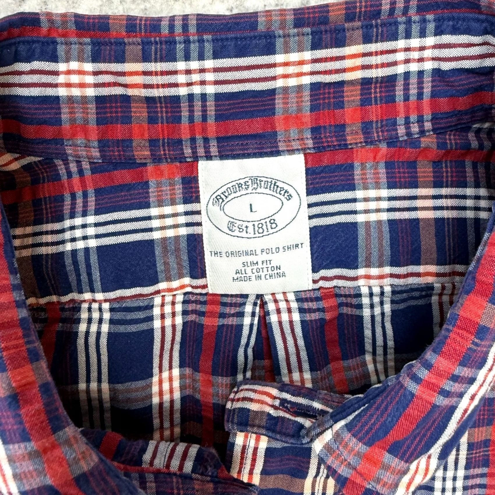 Brooks Brothers Brooks Brothers Shirt Mens Large Red Blue Plaid Seersucker Slim Fit Preppy Derby Size US L / EU 52-54 / 3 - 3 Thumbnail