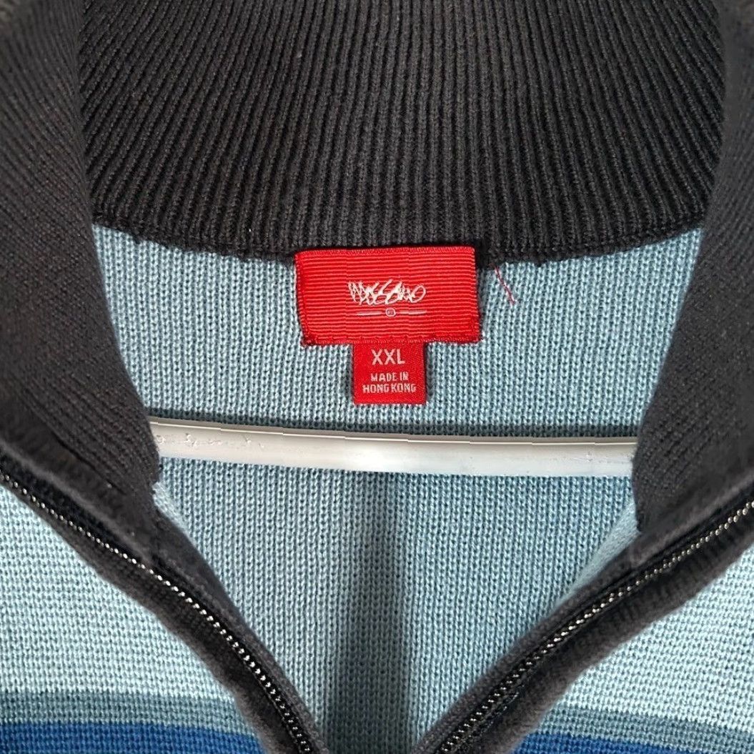 Mossimo VINTAGE Mossimo Mens Full Zip Sweater Jacket Blue Gray Stripes Size XXL Size US XXL / EU 58 / 5 - 2 Thumbnail
