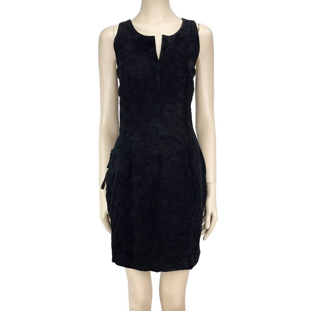 Vintage CHIA 90’s VTG Suede Leopard Fringes Party Mini Dress Size L / US 10 / IT 46 - 2 Thumbnail
