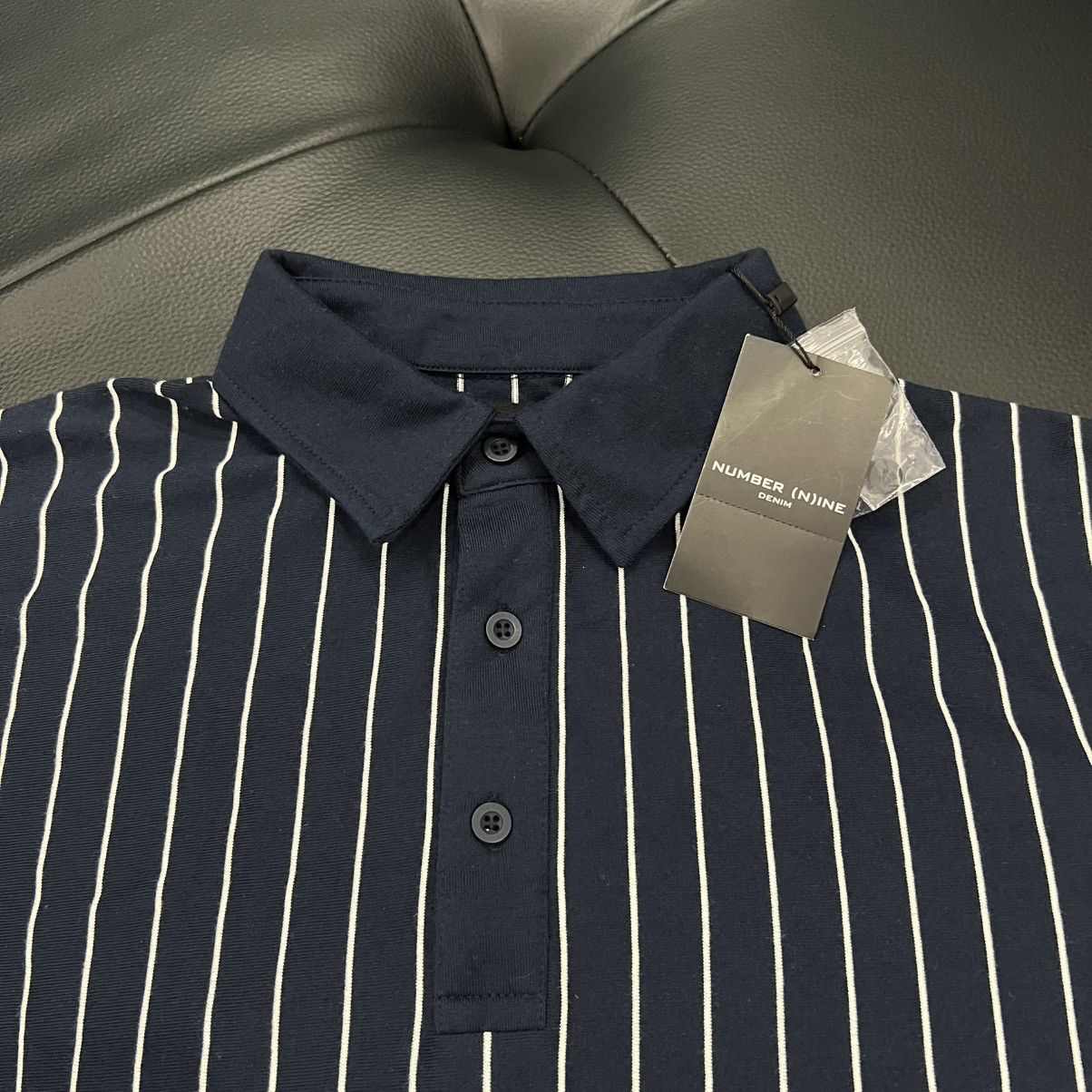 Number (N)ine Number (N)ine Striped Rubber Print Collar Polo Shirt Size US S / EU 44-46 / 1 - 8 Thumbnail