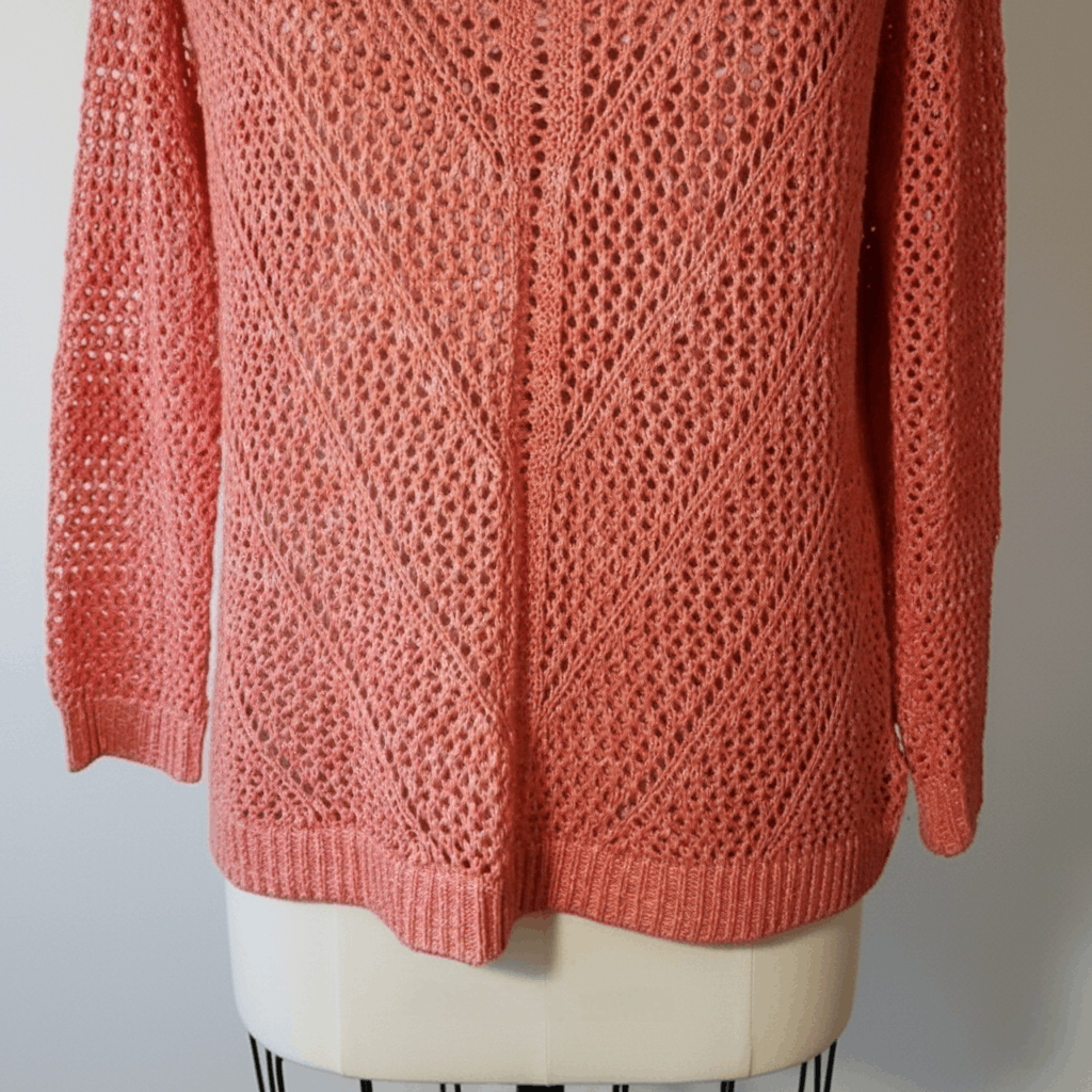 Other JohnPaulRichard Size L Sweater Crochet Pink Coral Loose knit Size L / US 10 / IT 46 - 6 Thumbnail