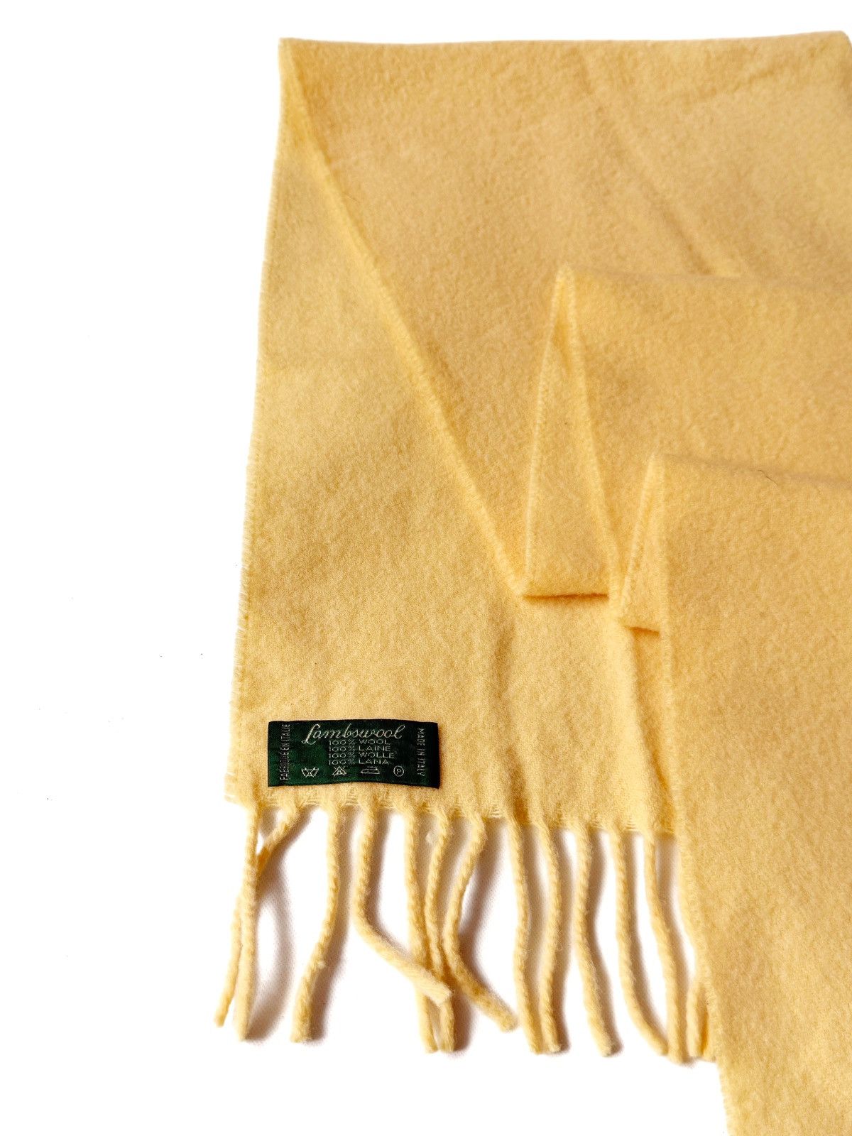 Lanvin Lanvin Classic Plain Wool Vintage Yellow Scarf Small Logo Size ONE SIZE - 2 Thumbnail