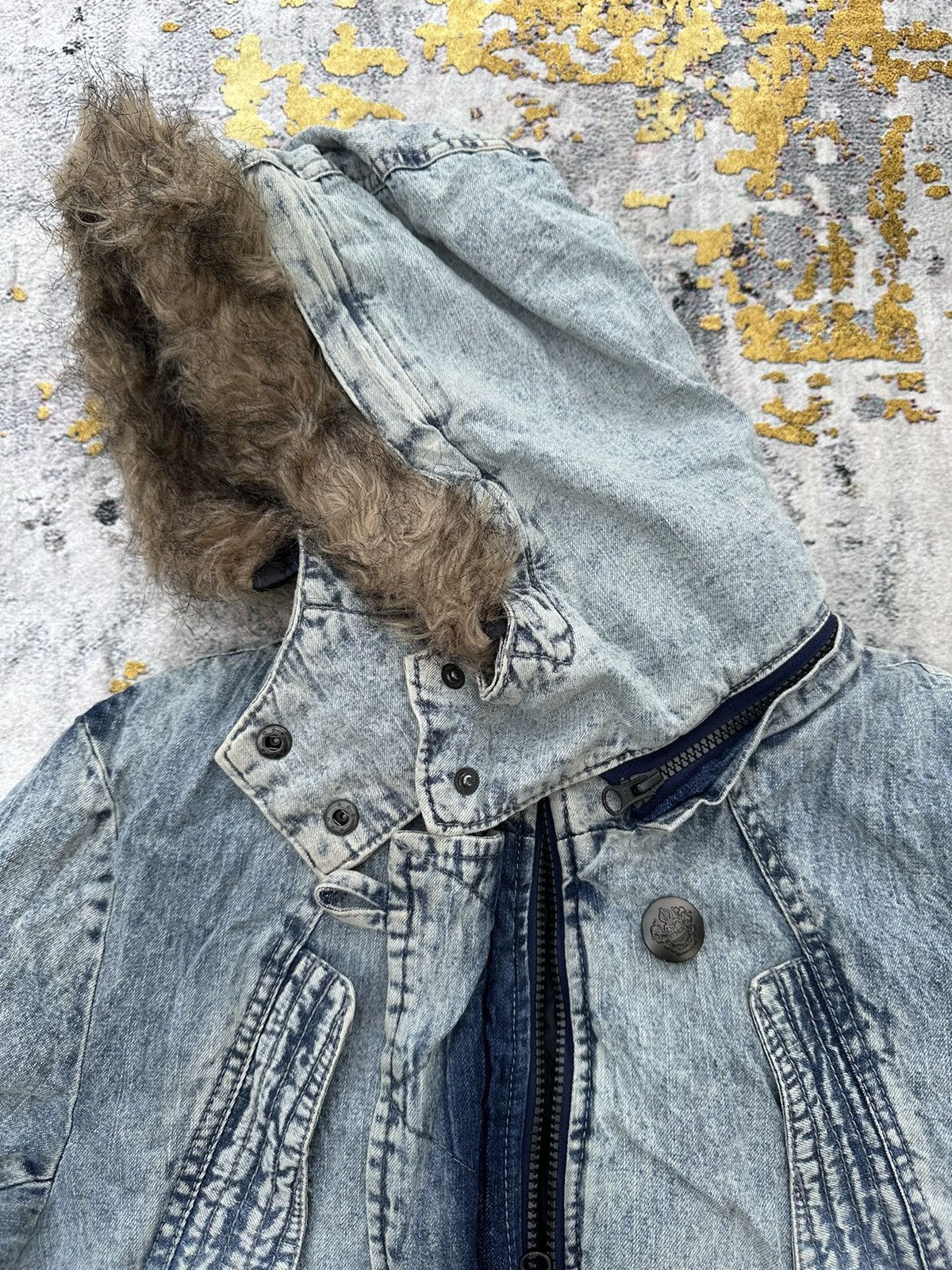 Beauty Beast WASHED DENIM FUR JACKET JAPANESE Style Archive PERSODEA Size US L / EU 52-54 / 3 - 8 Thumbnail
