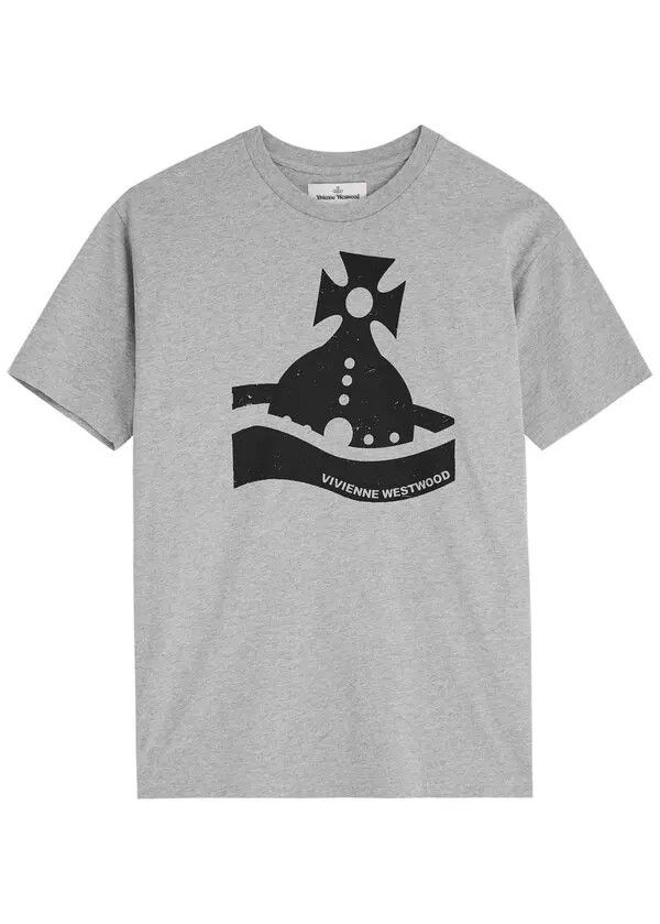 Vivienne Westwood o1f1d3z0526 Sunken Orb Printed Cotton T-Shirt in Grey Size US S / EU 44-46 / 1 - 1 Thumbnail