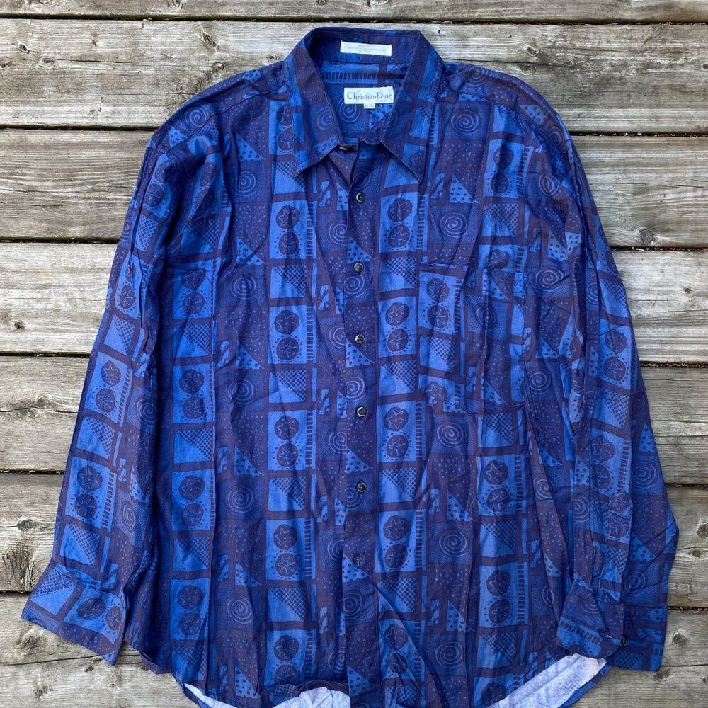 Dior Vintage 1997 Christian Dior Circle Pattern Button Up Dress Size US XL / EU 56 / 4 - 4 Thumbnail