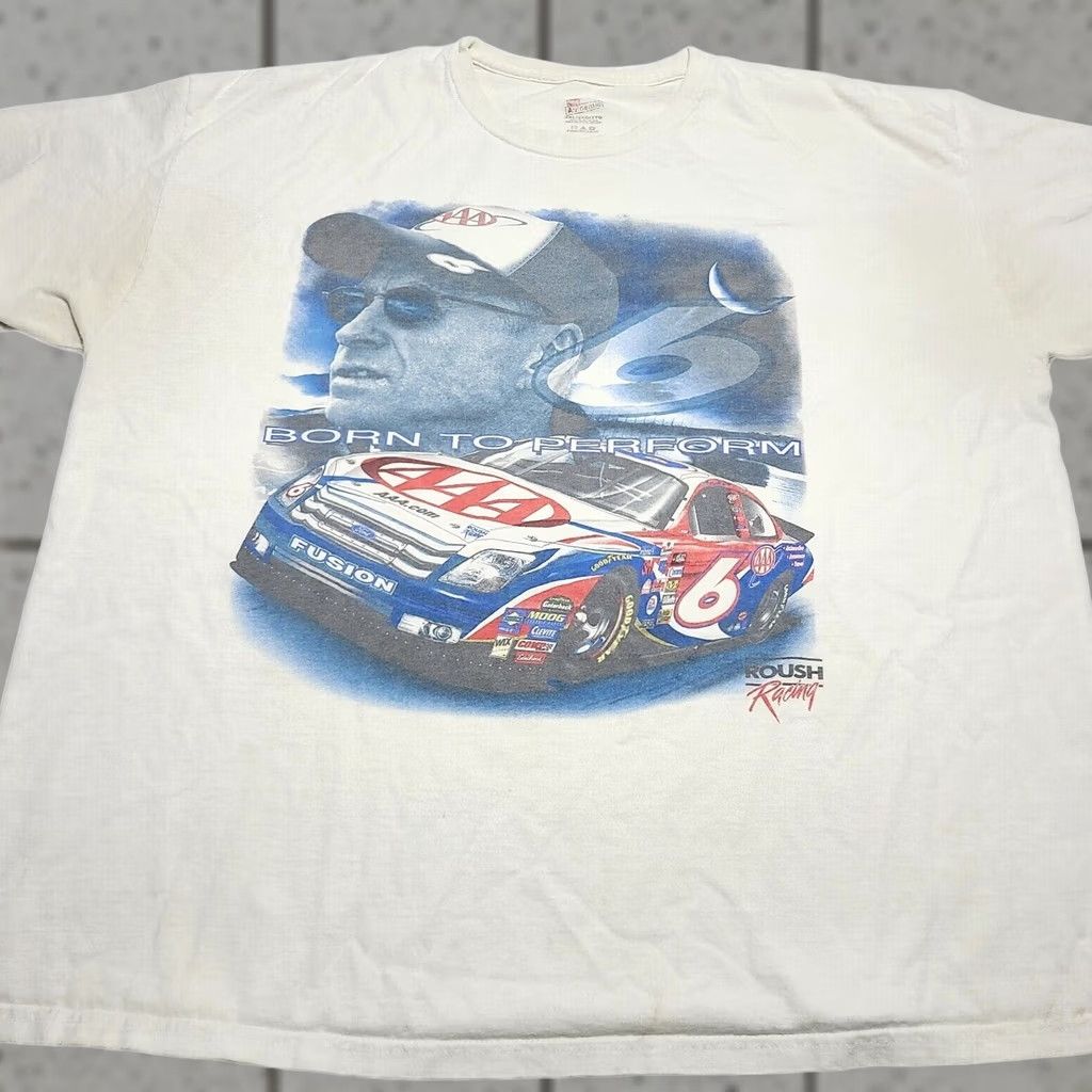 Hanes VINTAGE Mark Martin Nascar T-Shirt 2XL Roush Racing White Born To Perform Live To Race Mens Size US XXL / EU 58 / 5 - 1 Thumbnail