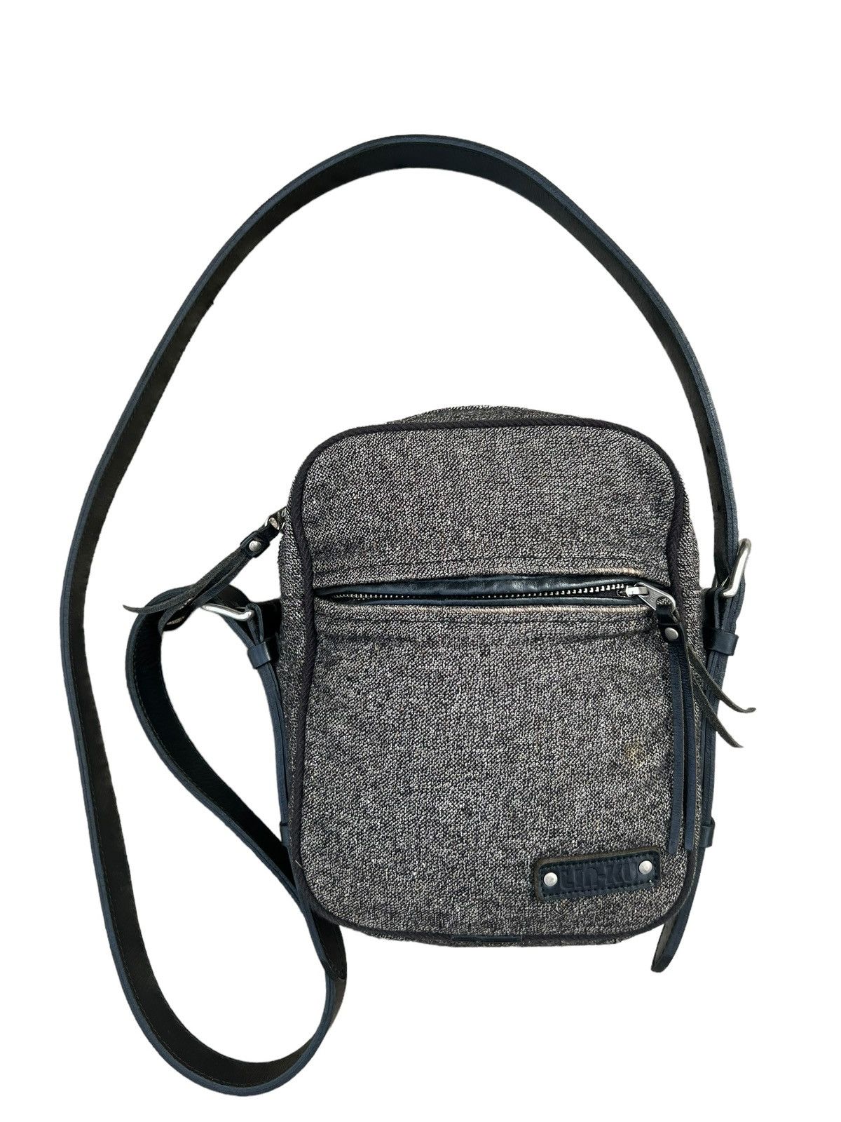 image of Band Tees x Leather Vintage Lin-Ku Japan Luigi Bolto Fabric Cow Leather Bag in Grey, Men's