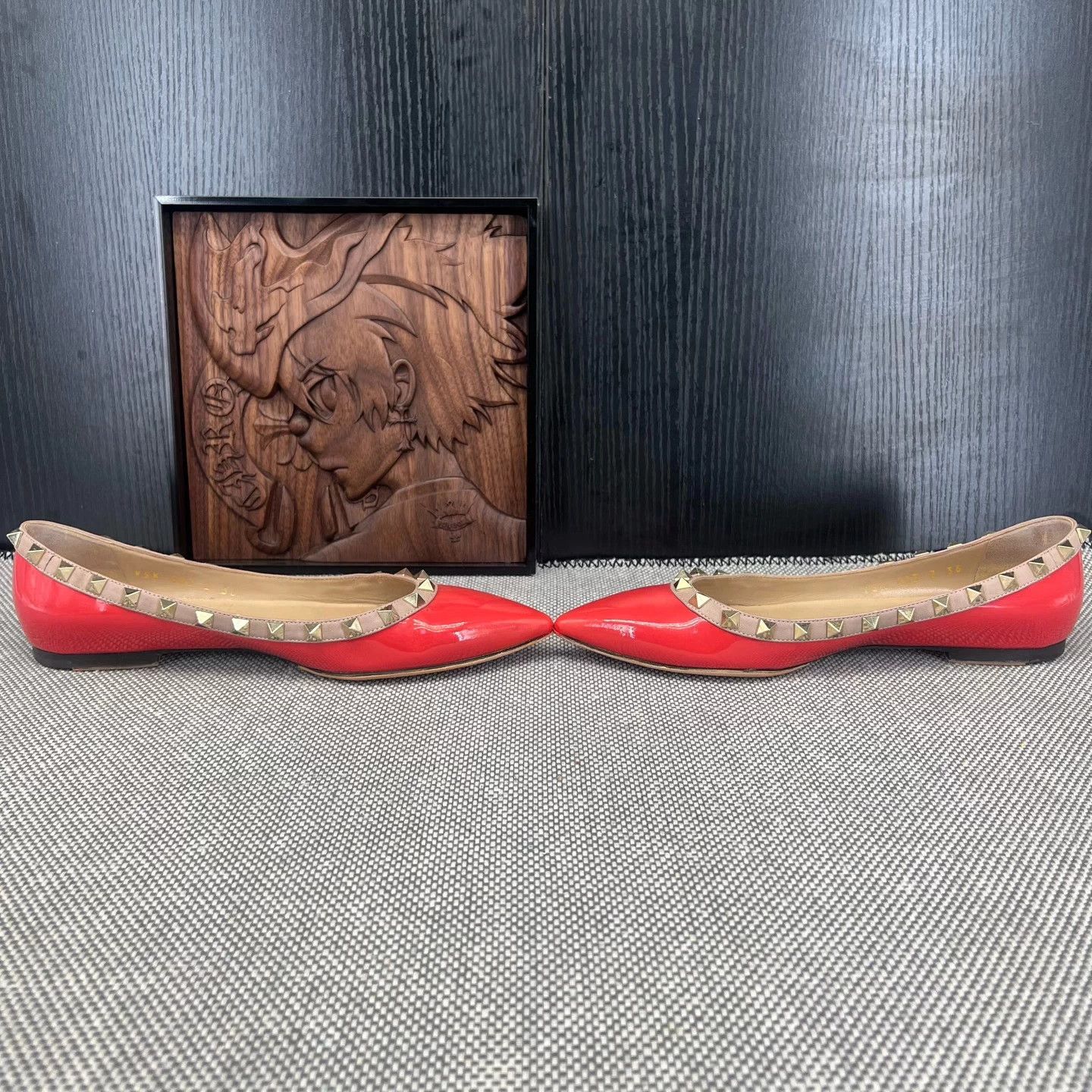 Valentino Valentino Orange Patent Leather Rockstud Flats - Size 36 Size US 5 / IT 35 - 3 Thumbnail