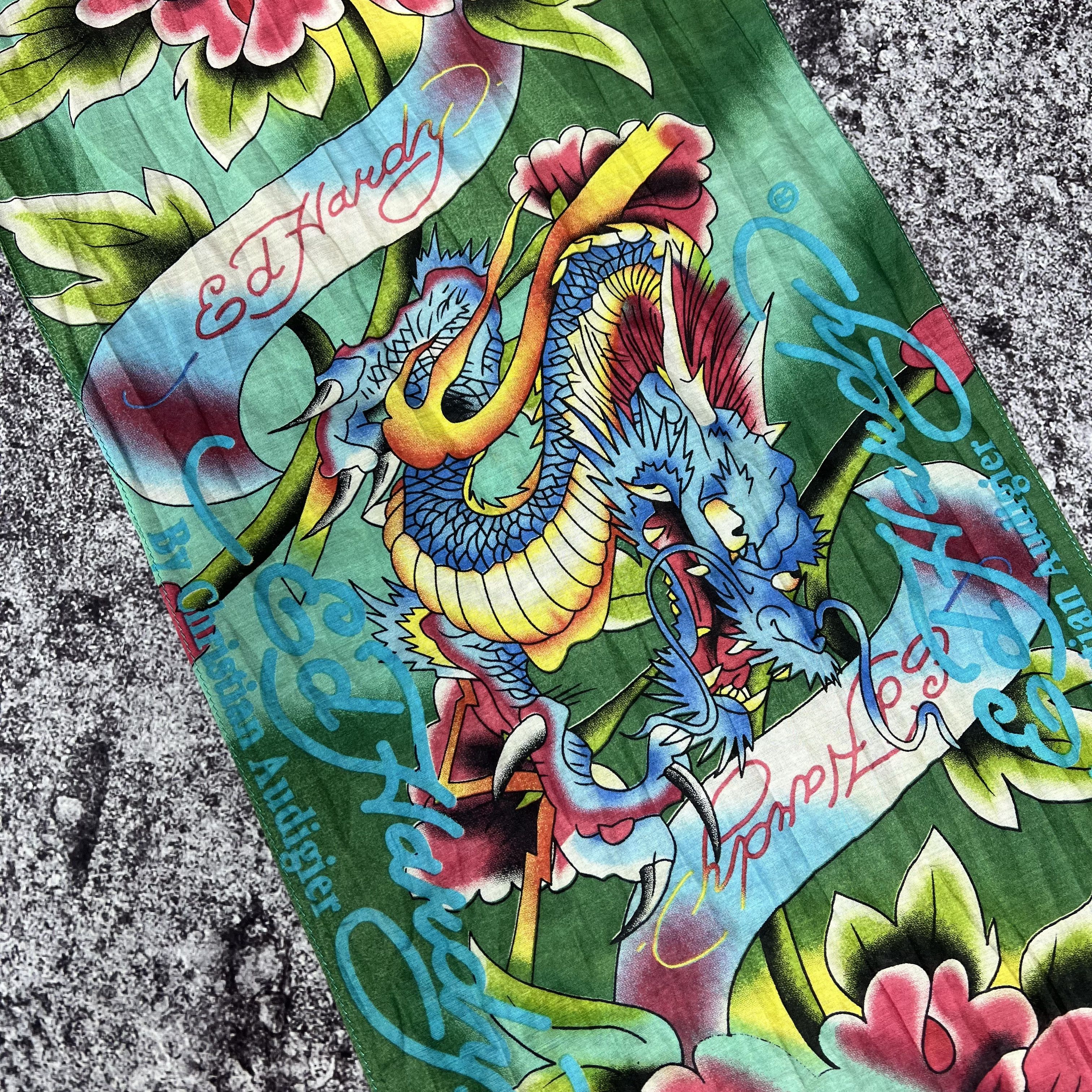 Christian Audigier Ed Hardy by Christian Audigier Skarf Silk Big Logo 210x30 cm Size ONE SIZE - 8 Thumbnail