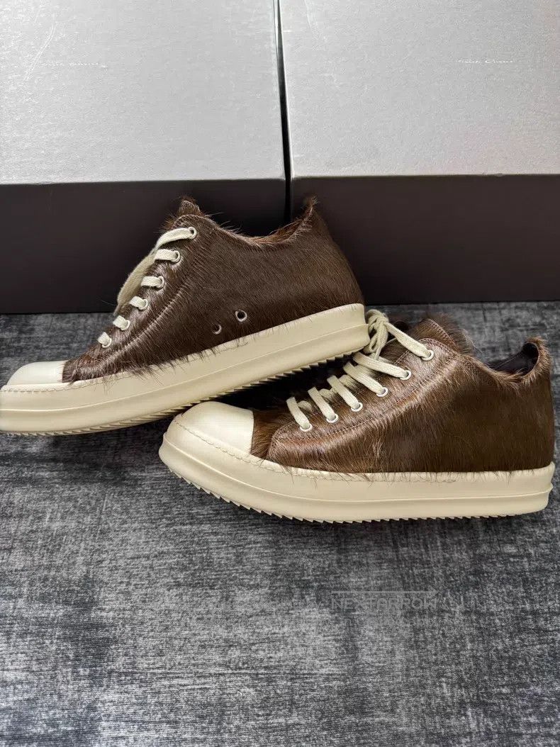 Rick Owens RICK OWENS Mainline Brown Horsehair Low-Top Chuck Taylors Size US 9 / EU 42 - 4 Thumbnail