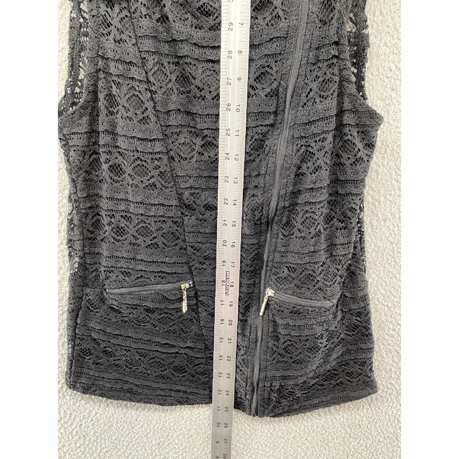 Vintage Ethyl Lace Full Asymmetrical Zip Lined Sleeveless Vest Womens Size S Black Vest Womens Small Zip Lace Size S / US 4 / IT 40 - 6 Thumbnail