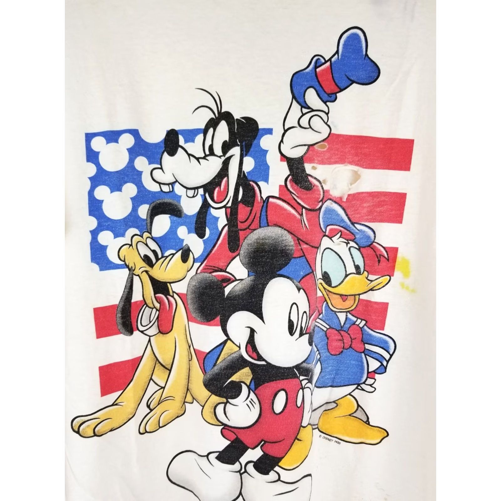 Vintage VINTAGE 90' MICKEY & FREINDS USA FLAG GOOFY DONALD DUCK PLUTO WORN T-SHIRT XL White Men Shirt XS? Size US XL / EU 56 / 4 - 2 Thumbnail