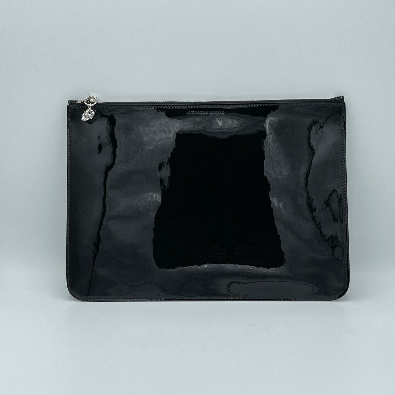 Alexander McQueen Women's Black Patent Leather Skull Charm Large Pouch Size ONE SIZE - 1 Thumbnail
