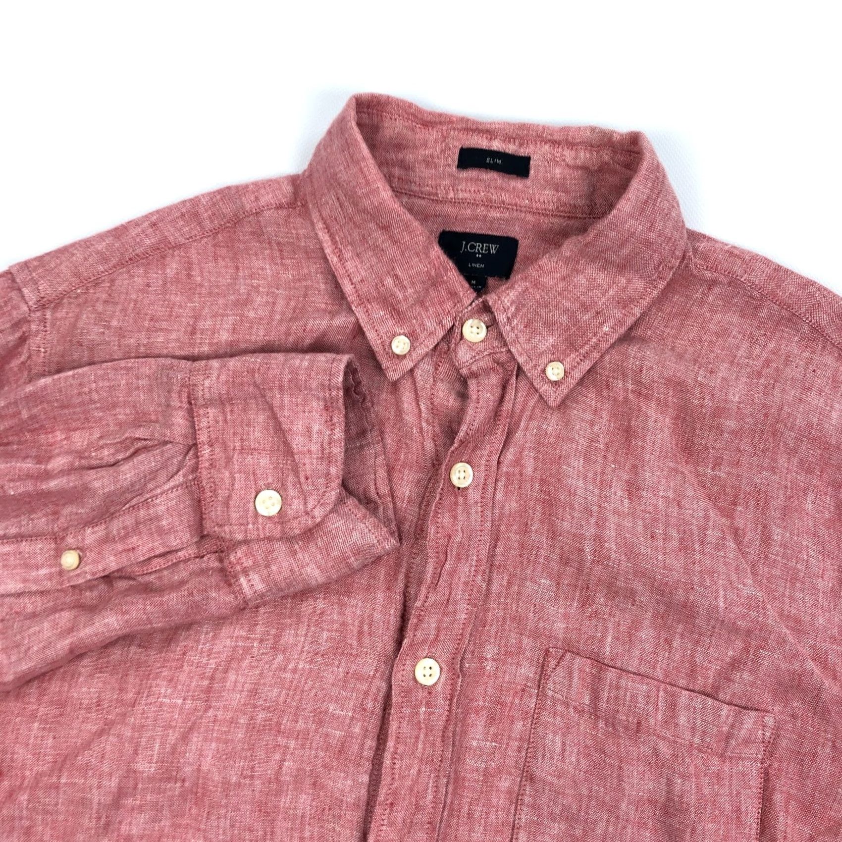 J.Crew VINTAGE J Crew Linen Shirt Mens M Slim Fit Nantucket Red Preppy Coastal Size US M / EU 48-50 / 2 - 2 Thumbnail