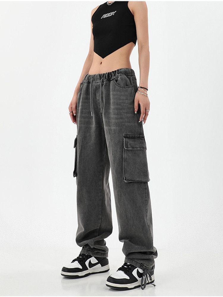 Jeans Baggy Casual Fashion Multiple Pockets Mom Hip Hop