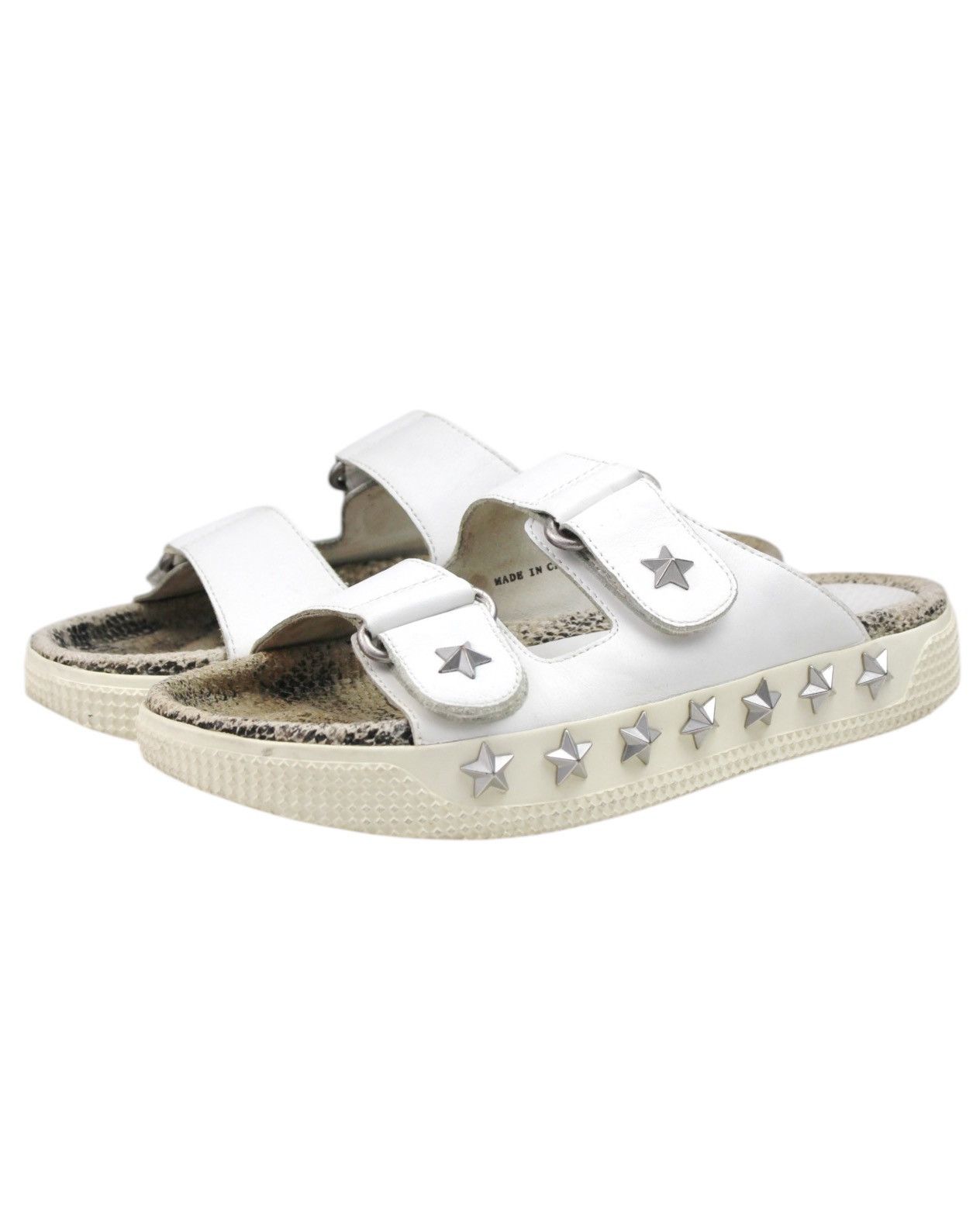ASH SS2015 ASH WHITE LEATHER STAR-STUD DOUBLE STRAP SLIDES Size US 6 / IT 36 - 2 Thumbnail
