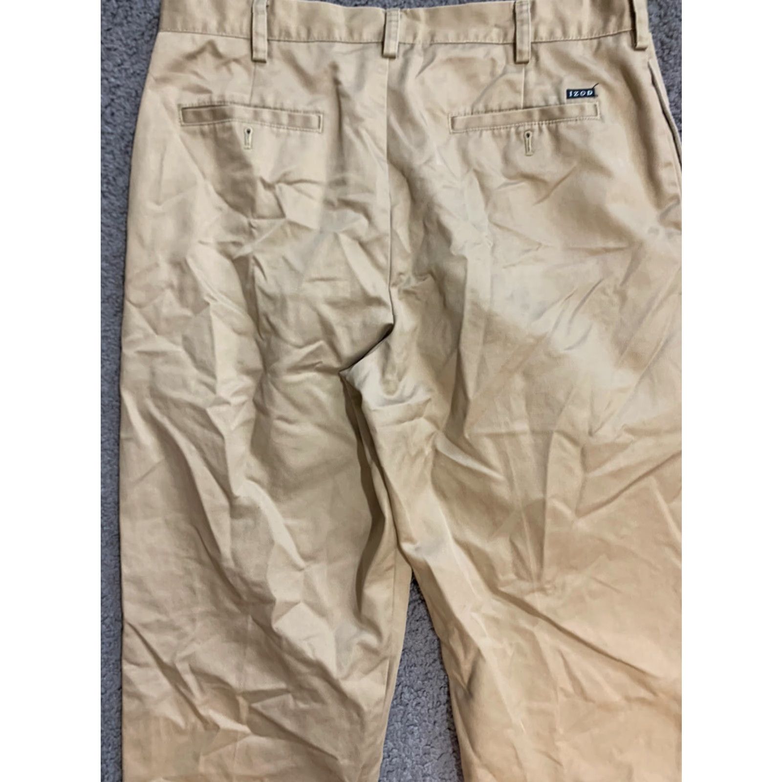 Izod IZOD Men's 36x30 Classic Chino Pants Beige Cotton No-Iron Cuffed Pleated 5-Pocket Size US 36 / EU 52 - 5 Thumbnail