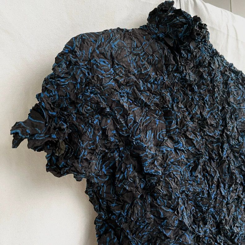 Issey Miyake Issey Miyake size:2 Black pleated printed bubble top Size XS / US 0-2 / IT 36-38 - 3 Thumbnail