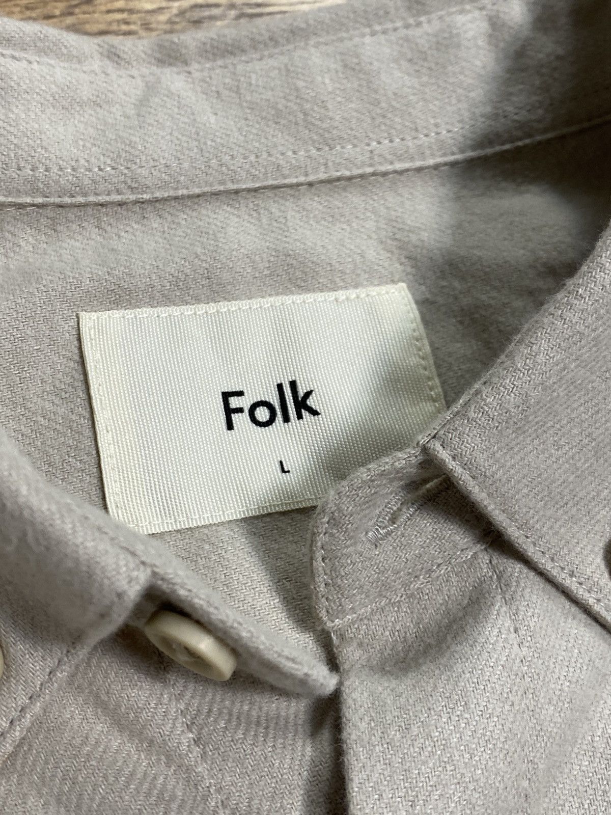 Folk Folk Bobby Button Down Flannel Shirt - Putty - Size L Size US L / EU 52-54 / 3 - 4 Thumbnail