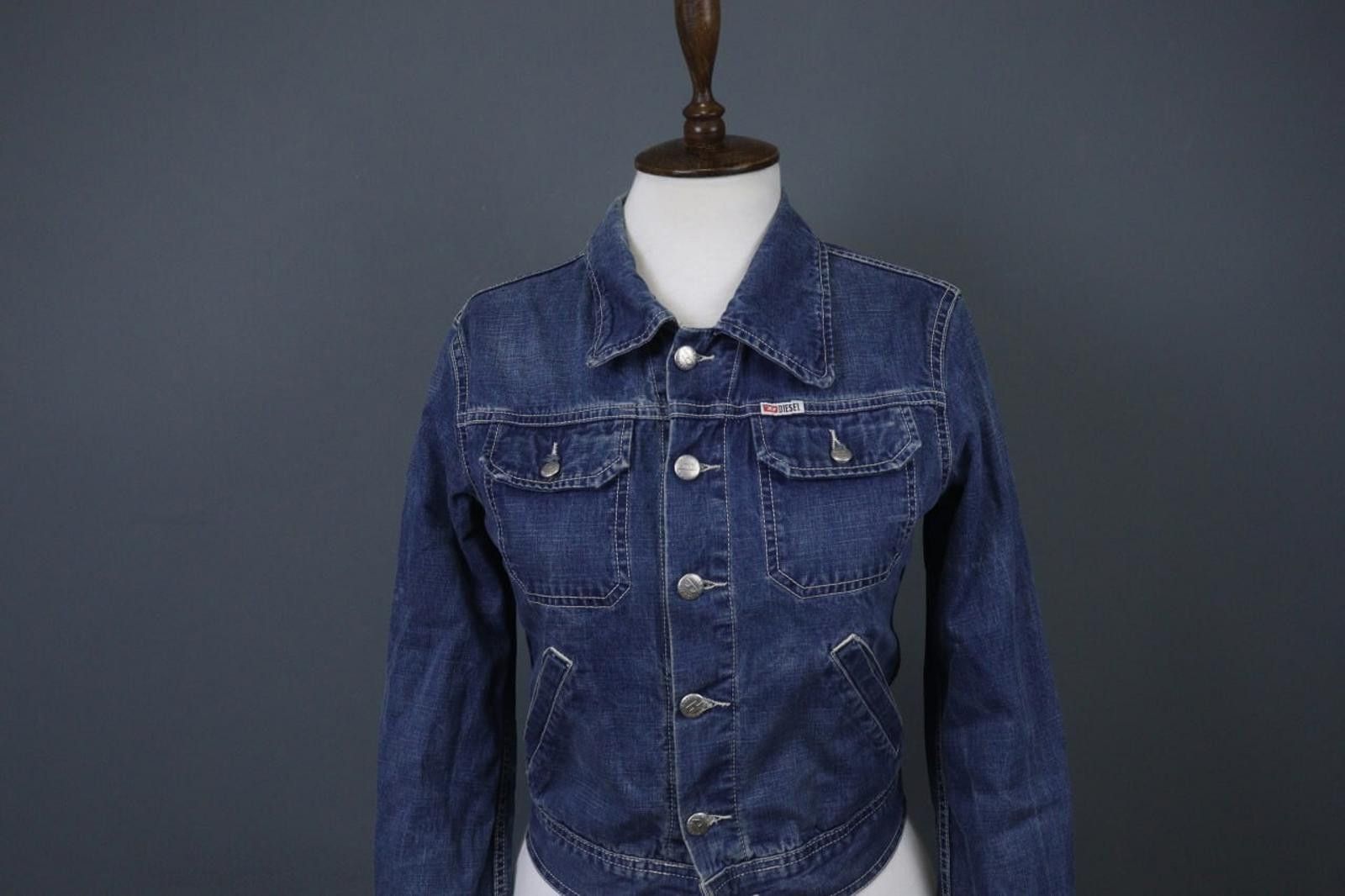 Diesel Diesel Blue Cotton Denim Collared Front Jean Jacket Size S Size S / US 4 / IT 40 - 2 Thumbnail