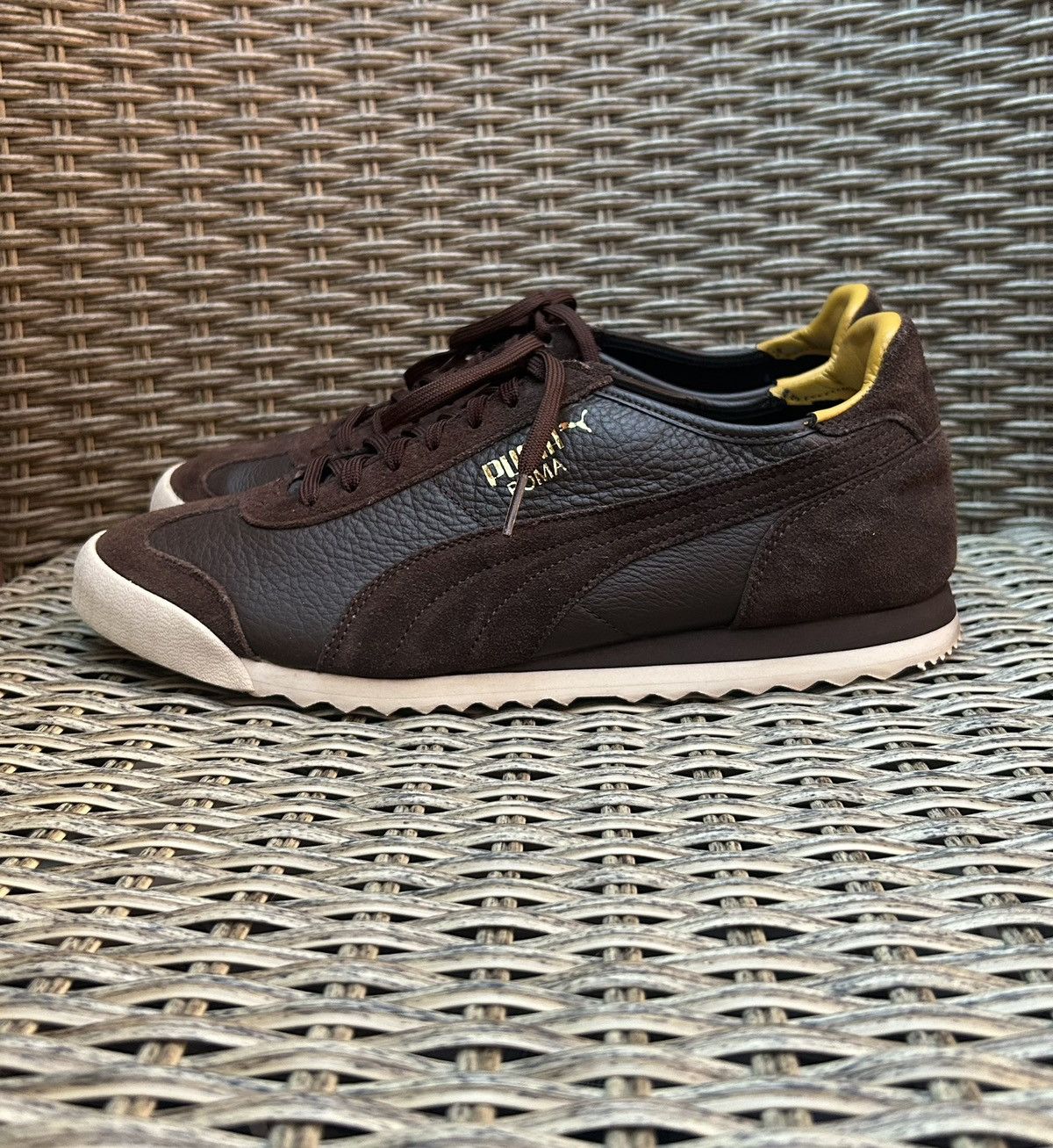 Puma Puma Roma Slim Leather/Suede Brown Low Top Trainers Size US 10.5 / EU 43-44 - 1 Thumbnail