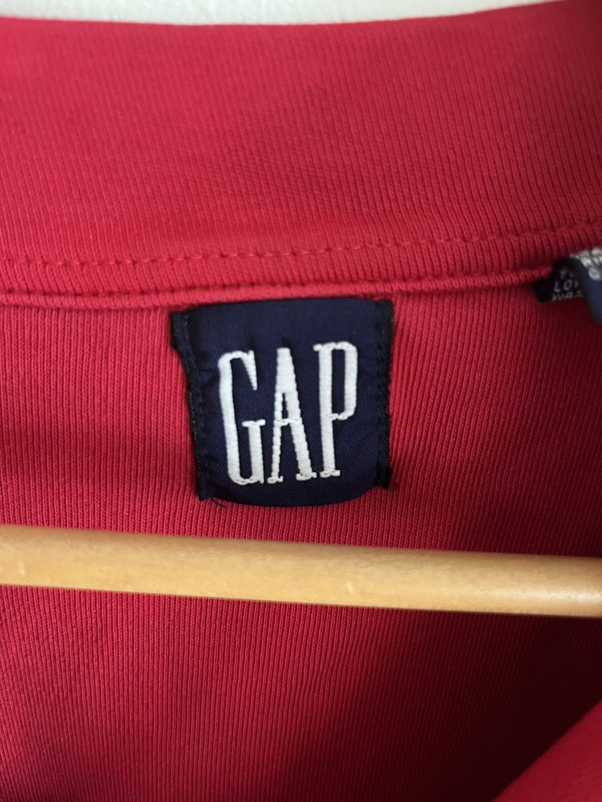 Gap × Vintage GAP Red Quarter Mock Neck USA 90s 80s 100% Big skate y2k Size US L / EU 52-54 / 3 - 3 Thumbnail