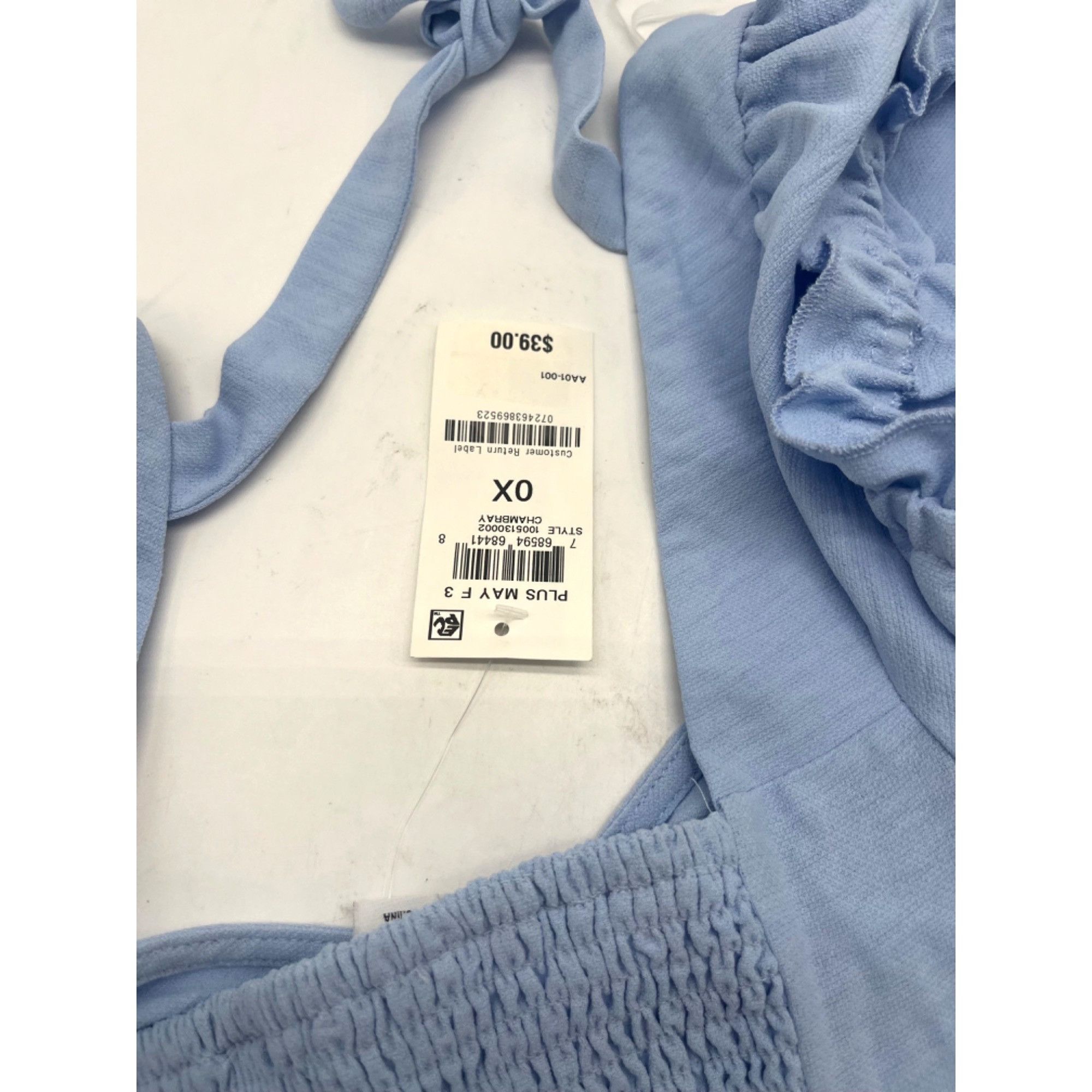 Other And Now This Plus Size Tie-Back Crop Top, Chambray Blue, OX Size ONE SIZE - 6 Thumbnail