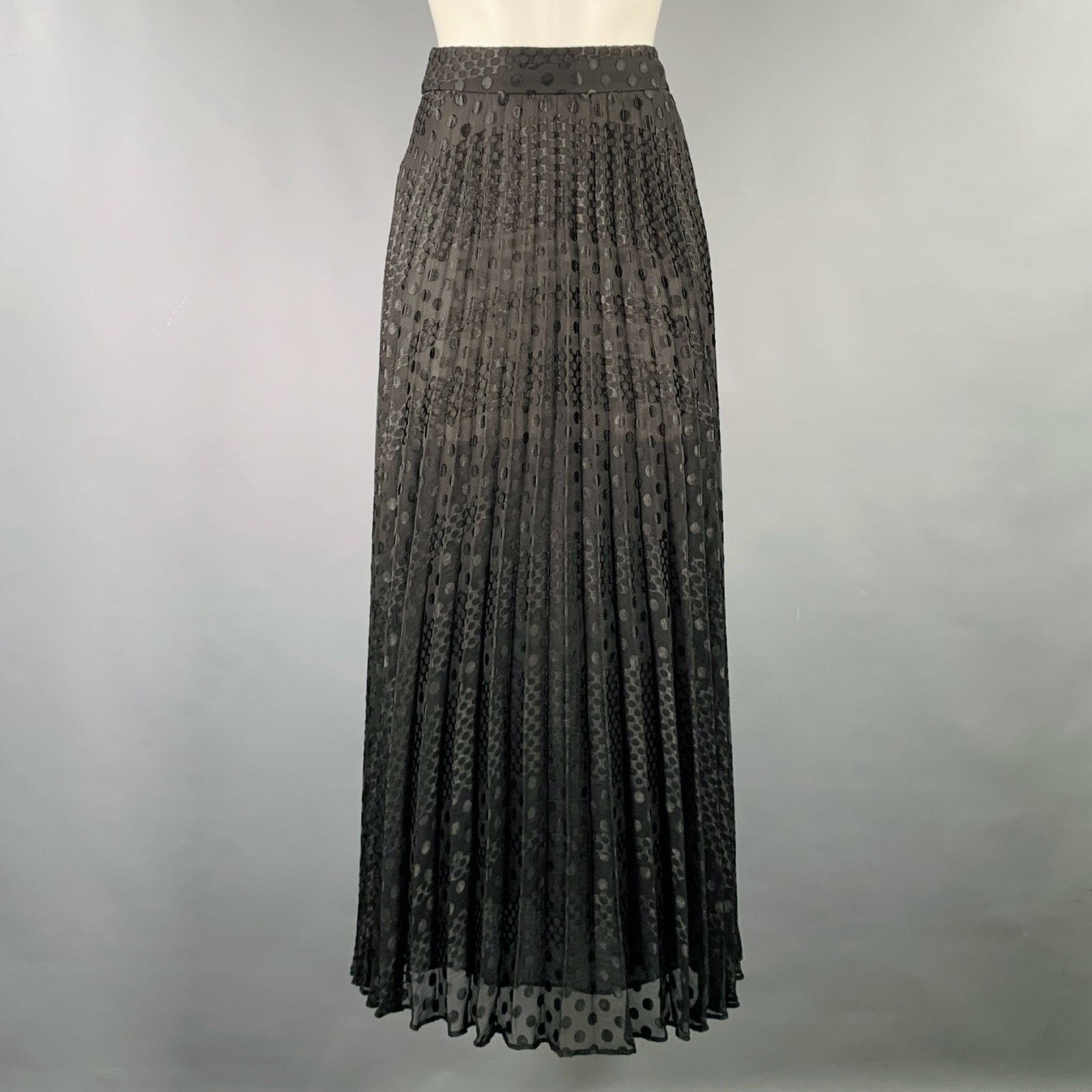 Emporio Armani Size 2 Black Polyester Viscose Dots Maxi Skirt Size 26" / US 2 / IT 38 - 1 Thumbnail