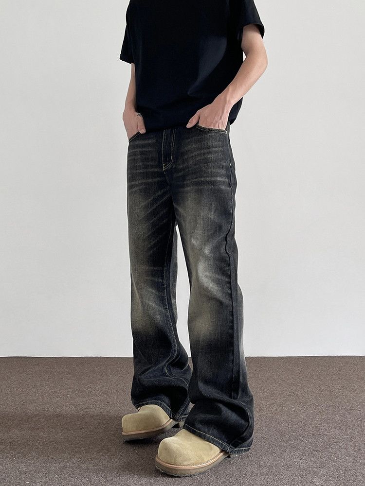 Jean Black Washed Wide Leg Denim Jeans Size US 30 / EU 46 - 2 Thumbnail