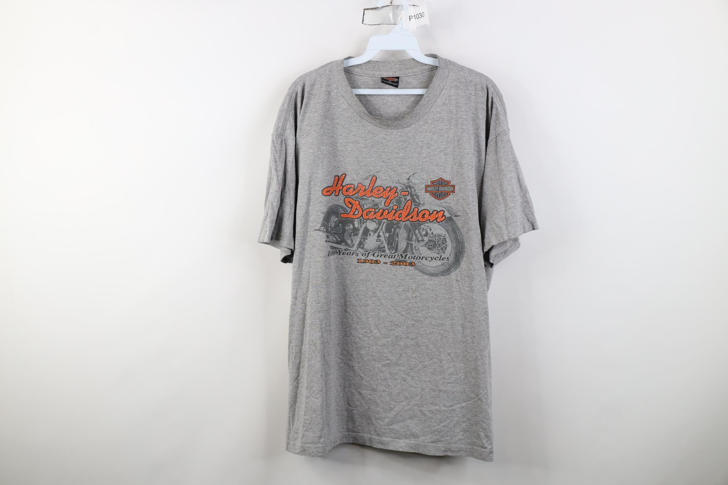 Harley Davidson Vintage Y2K 2003 Harley Davidson 100 Years T-Shirt Gray USA Size US XL / EU 56 / 4 - 1 Thumbnail
