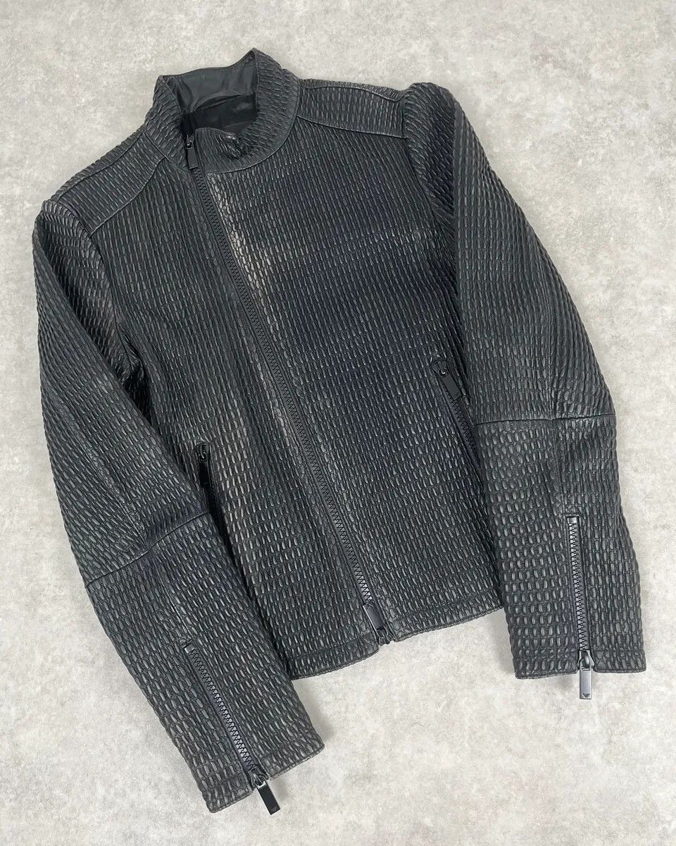 Emporio Armani SS2016 Emporio Armani Woven Asymmetrical Leather Jacket Size US S / EU 44-46 / 1 - 4 Thumbnail