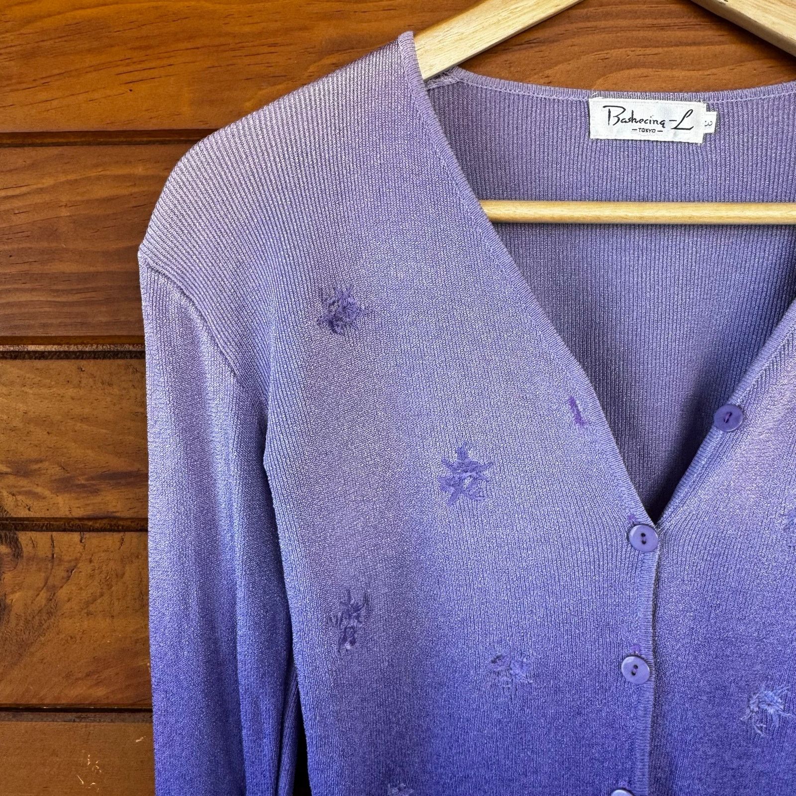 Vintage VTG 90s Bashecinq Tokyo Purple Ombre Cardigan Sweater Size 3 Size S / US 4 / IT 40 - 2 Thumbnail
