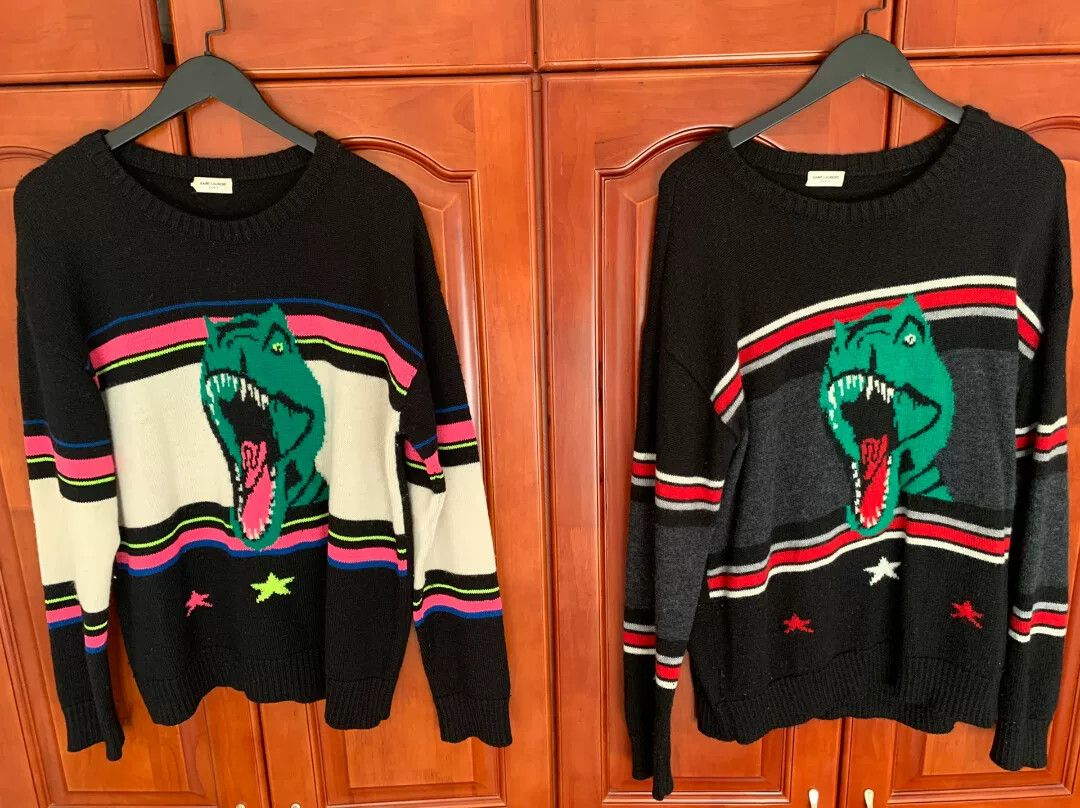 Saint Laurent Paris Saint Laurent Paris Dinosaur Print Sweater Size US XL / EU 56 / 4 - 1 Thumbnail