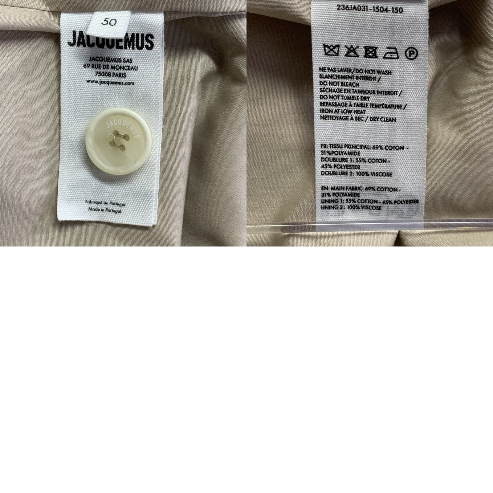 Jacquemus JACQUEMUS LE CHOUCHOU Sport Coat Size 40 Beige Cotton Blend Notch Lapel Size US XXS / EU 40 - 8 Thumbnail