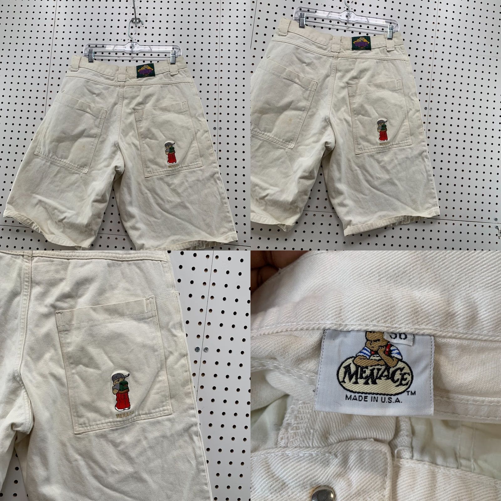 Vintage Vintage Menace Denim Beige Shorts Mens 30X13.5 Embroidered Skateboard USA Jnco Size US 30 / EU 46 - 8 Thumbnail
