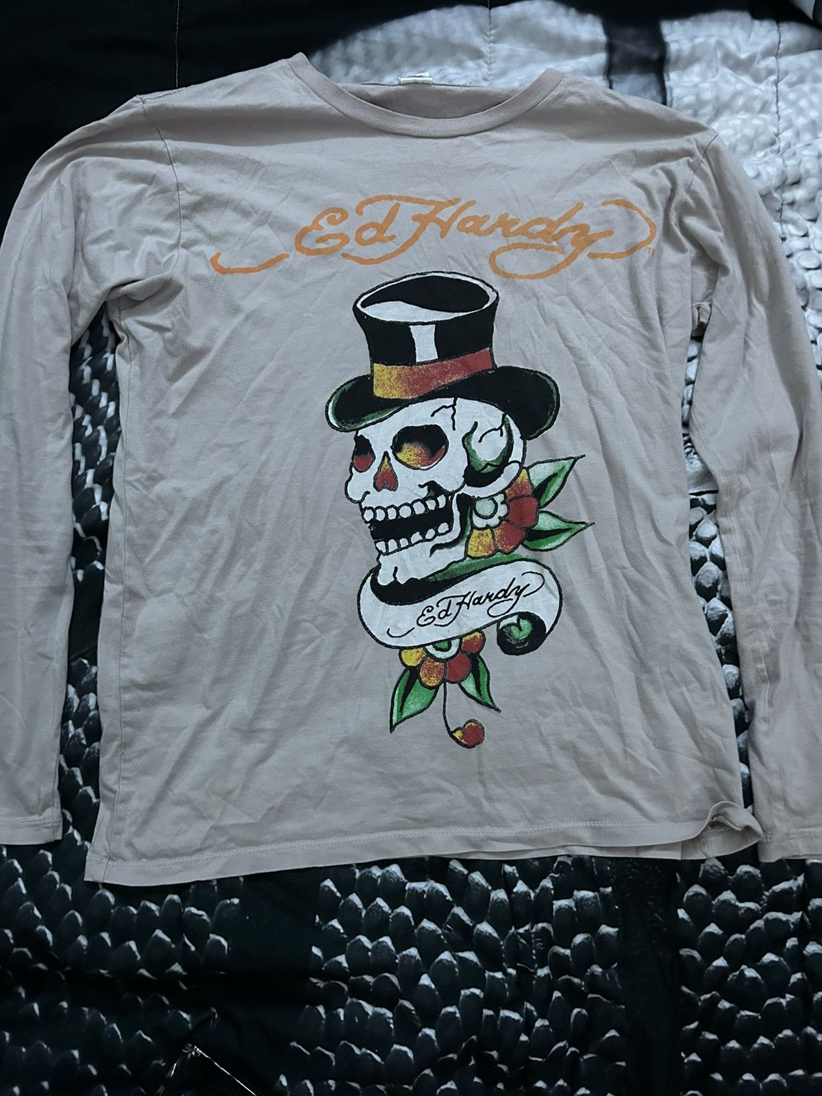 Ed Hardy × Vintage Vintage Ed Hardy Skull Long Sleeve T-Shirt Size US M / EU 48-50 / 2 - 1 Thumbnail
