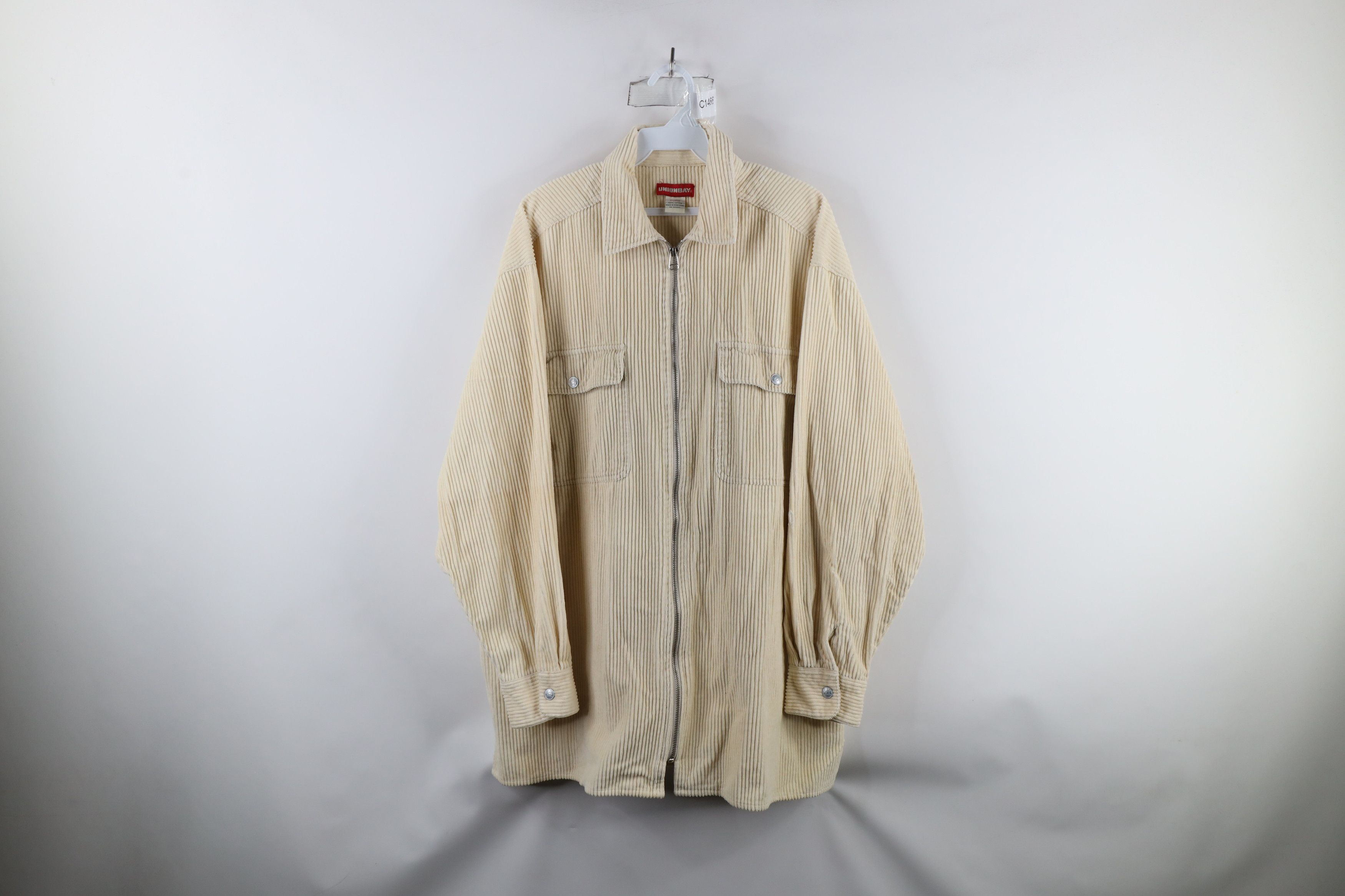 Vintage Vintage 90s Streetwear Full Zip Corduroy Shirt Jacket Beige Size US XL / EU 56 / 4 - 1 Thumbnail
