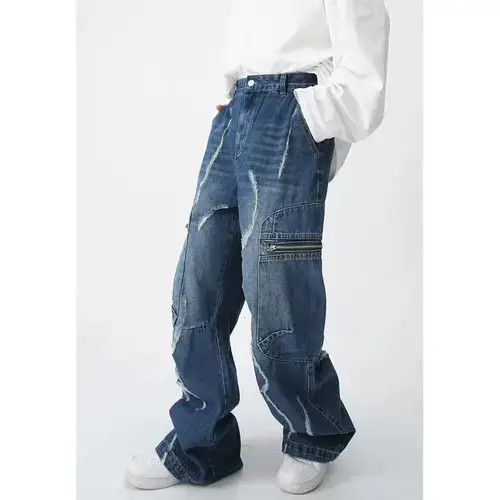 Designer × Vintage flared baggy damaged ripped cargo pants Size US 32 / EU 48 - 3 Thumbnail