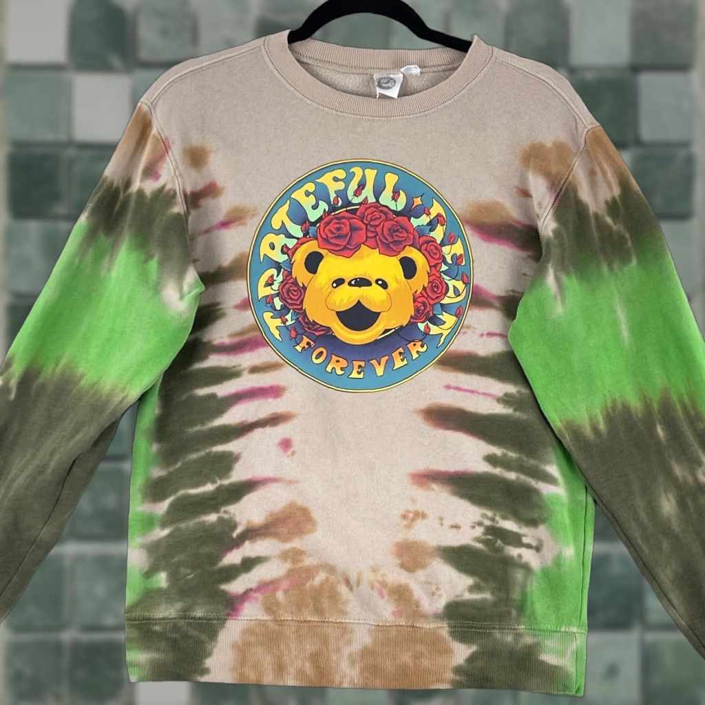 Vintage Grateful Dead Green Tie-Dye Crew Neck Sweater Womens Long Sleeve Knit XS Size XS / US 0-2 / IT 36-38 - 1 Thumbnail