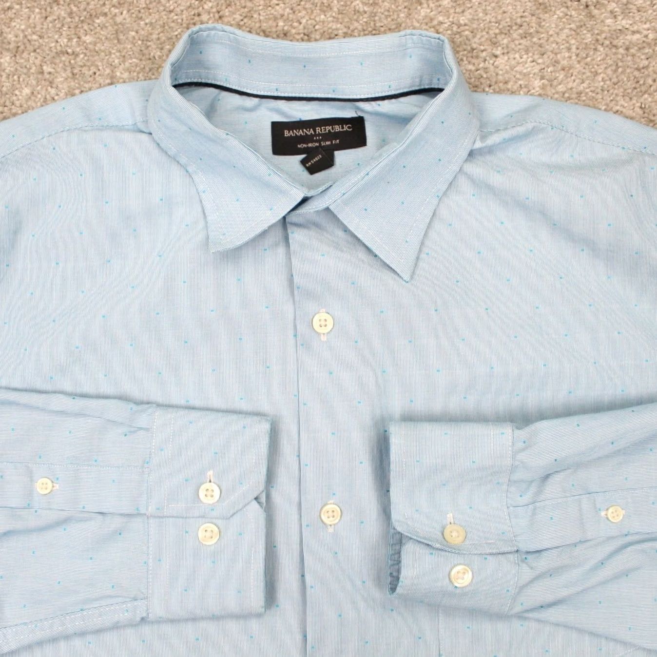 Banana Republic Banana Republic Shirt Men XL 17-17 1/2 35/36 Blue Non-Iron Slim Fit Long Sleeve Button-Up Shirt Size US XL / EU 56 / 4 - 2 Thumbnail