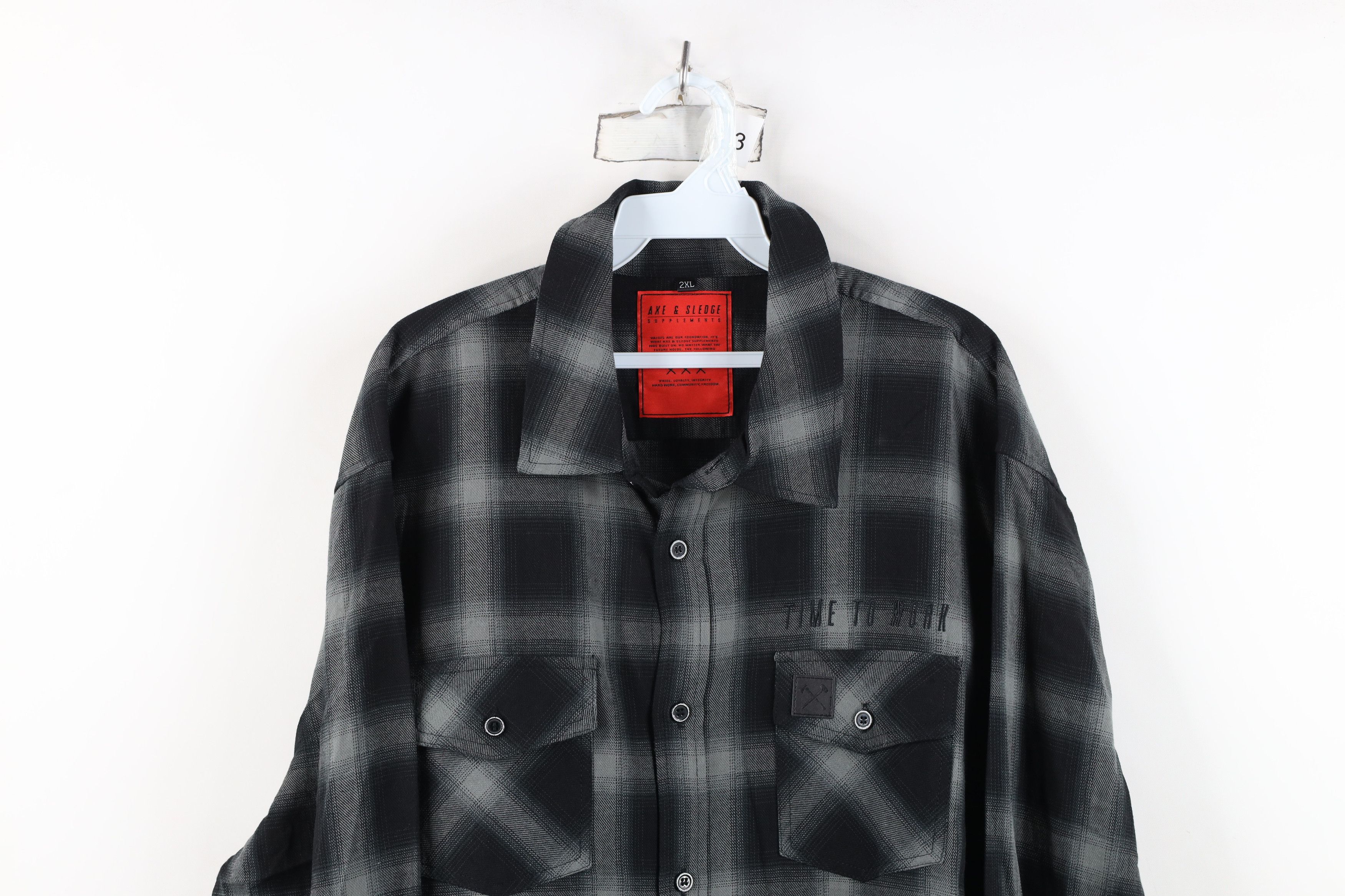 Vintage Axe & Sledge Supplements Work Flannel Collared Button Shirt Size US XXL / EU 58 / 5 - 2 Thumbnail