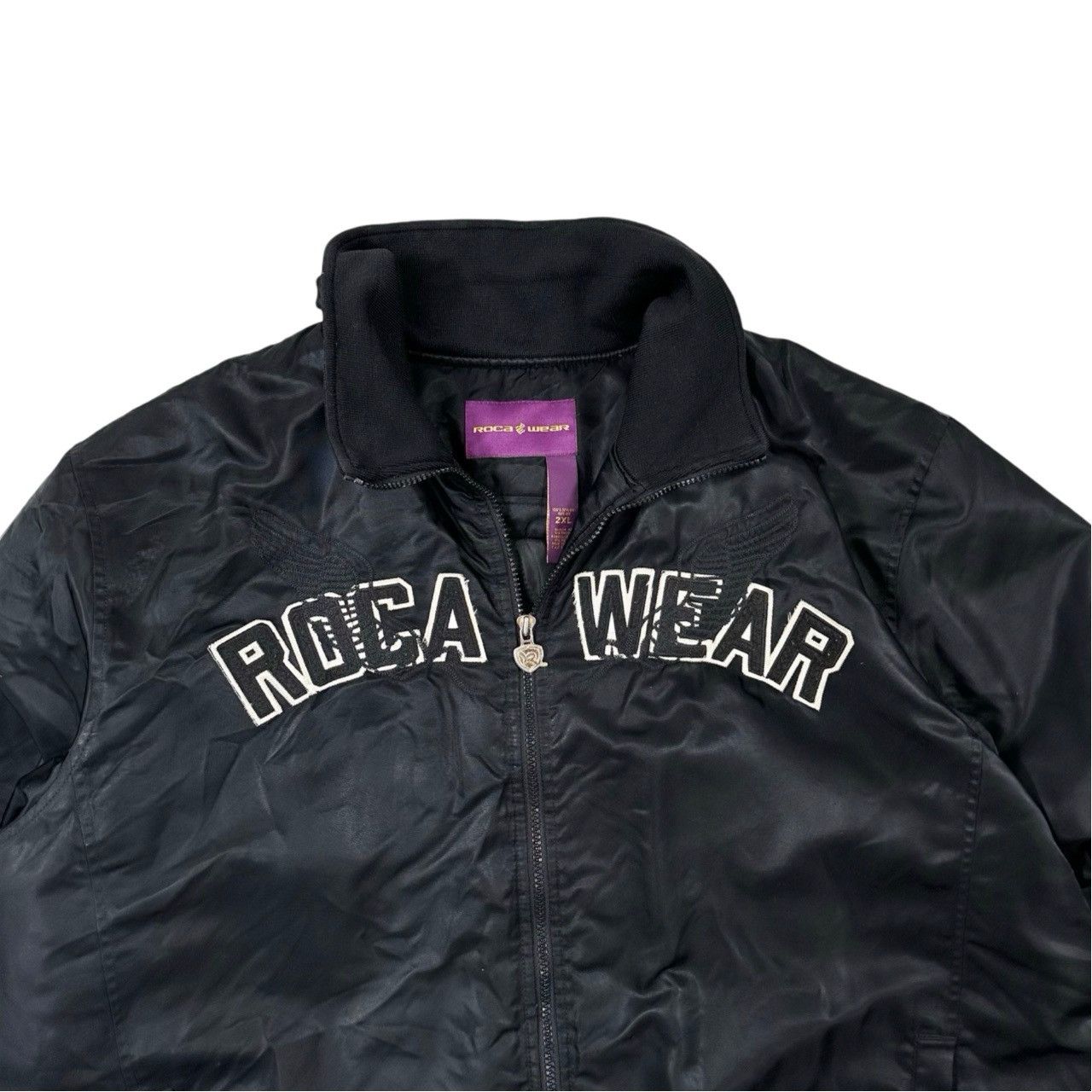 Vintage Vintage 00s Y2K Roca Wear Spellout Patch Zip Up Jacket Size US XXL / EU 58 / 5 - 2 Thumbnail