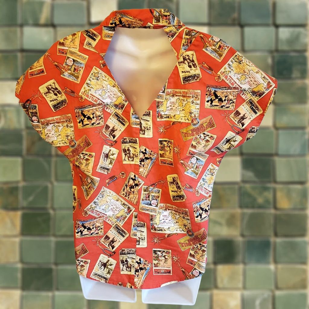 Vintage VINTAGE Roughriders Blouse Shirt Womens L Orange Graphic Print Cap Sleeve Western Cowboy 90s Size L / US 10 / IT 46 - 1 Thumbnail